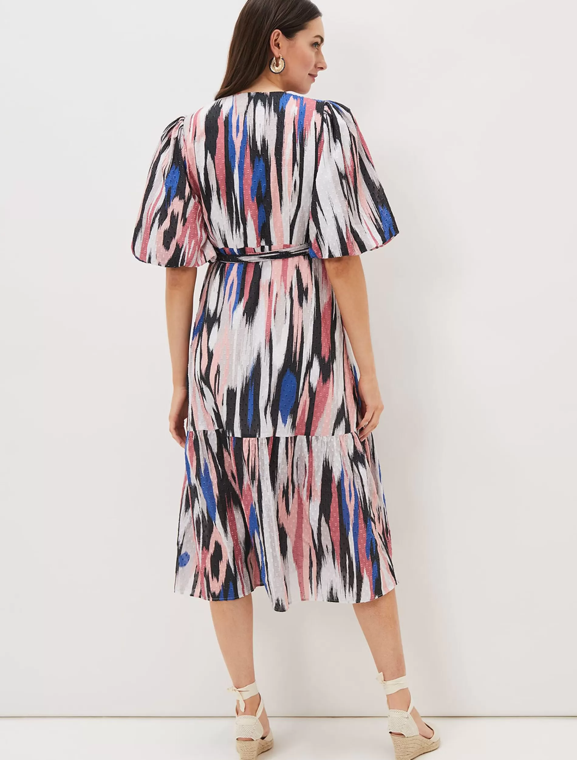 Phase Eight Caityln Cotton Wrap Midi Dress Multi-Coloured Outlet