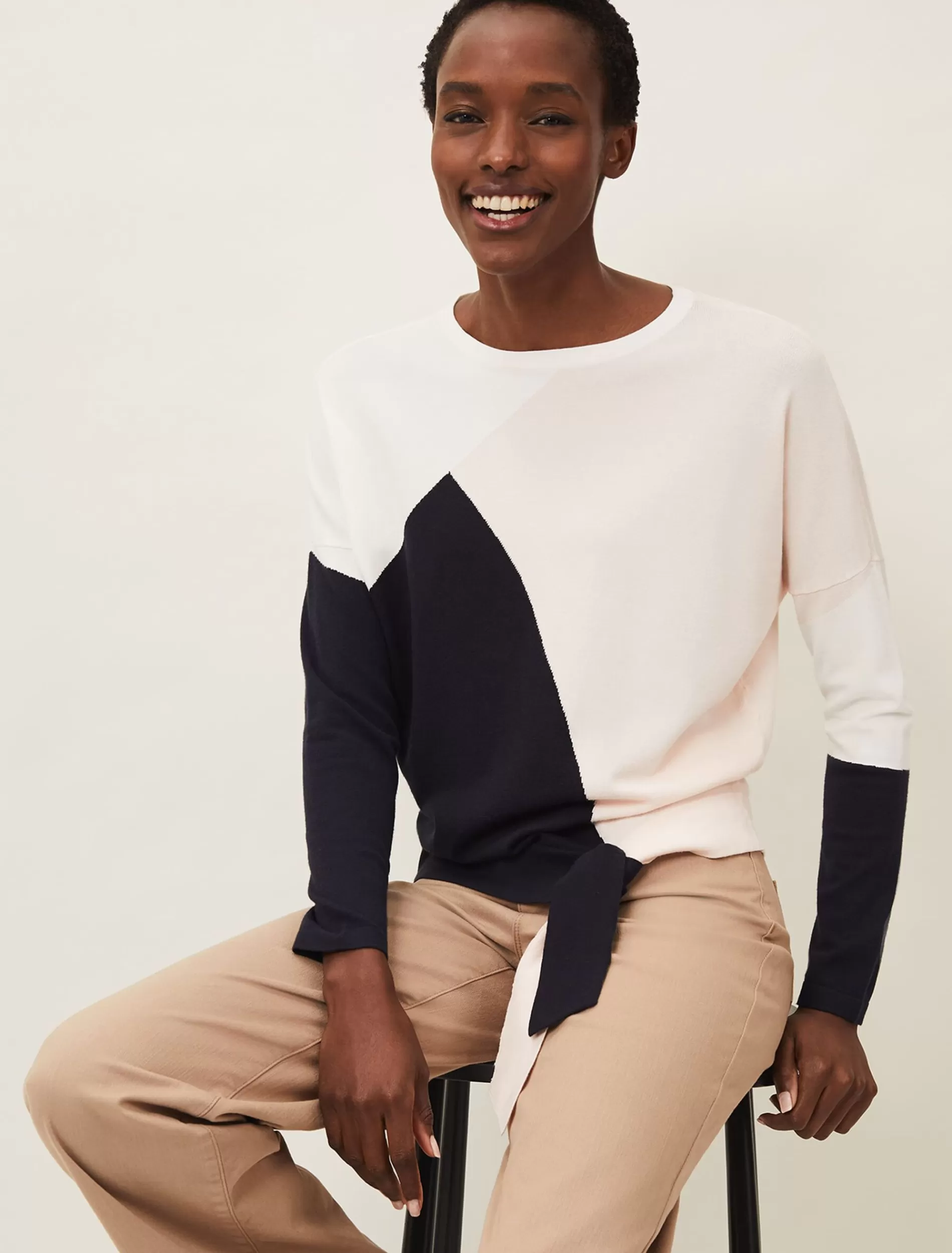 Phase Eight Calle Colourblock Jumper Pink Multi Sale