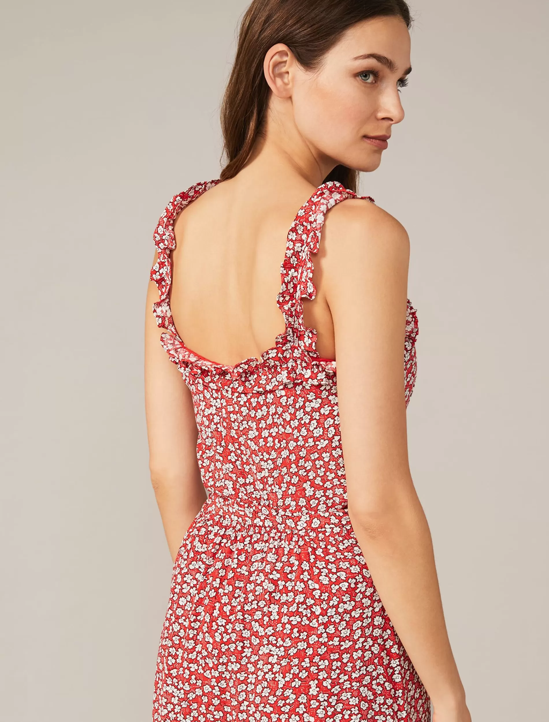 Phase Eight Callista Ditsy Floral Frill Cami Blouse Red/White Cheap