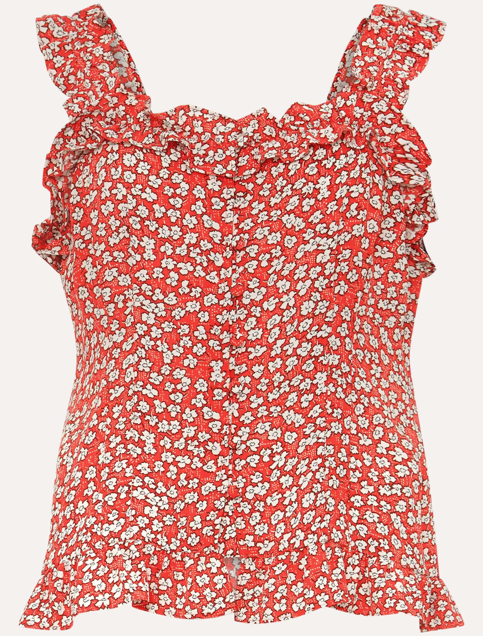 Phase Eight Callista Ditsy Floral Frill Cami Blouse Red/White Cheap