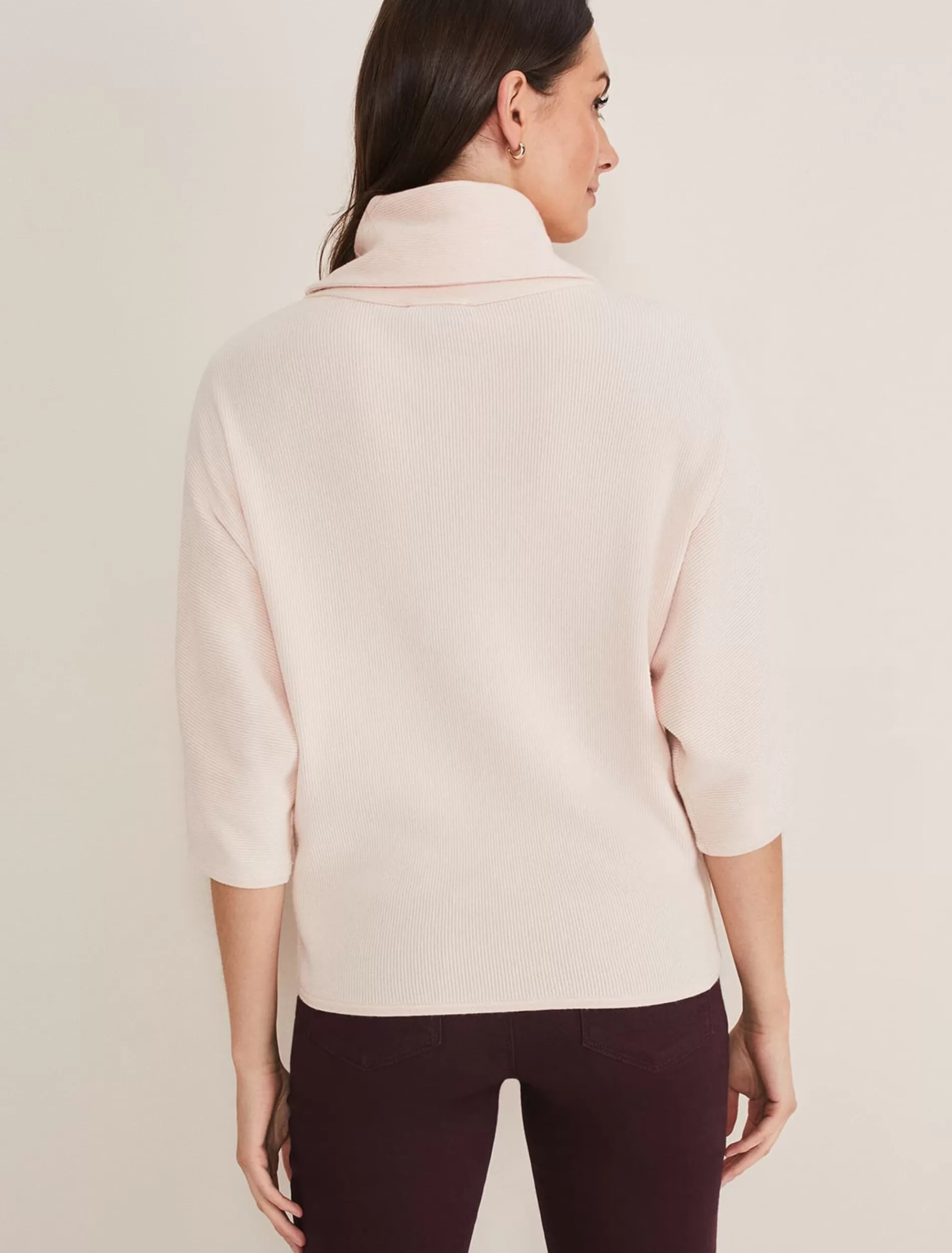 Phase Eight Camillan Cowl Neck Knit Jumper Pale Pink Outlet