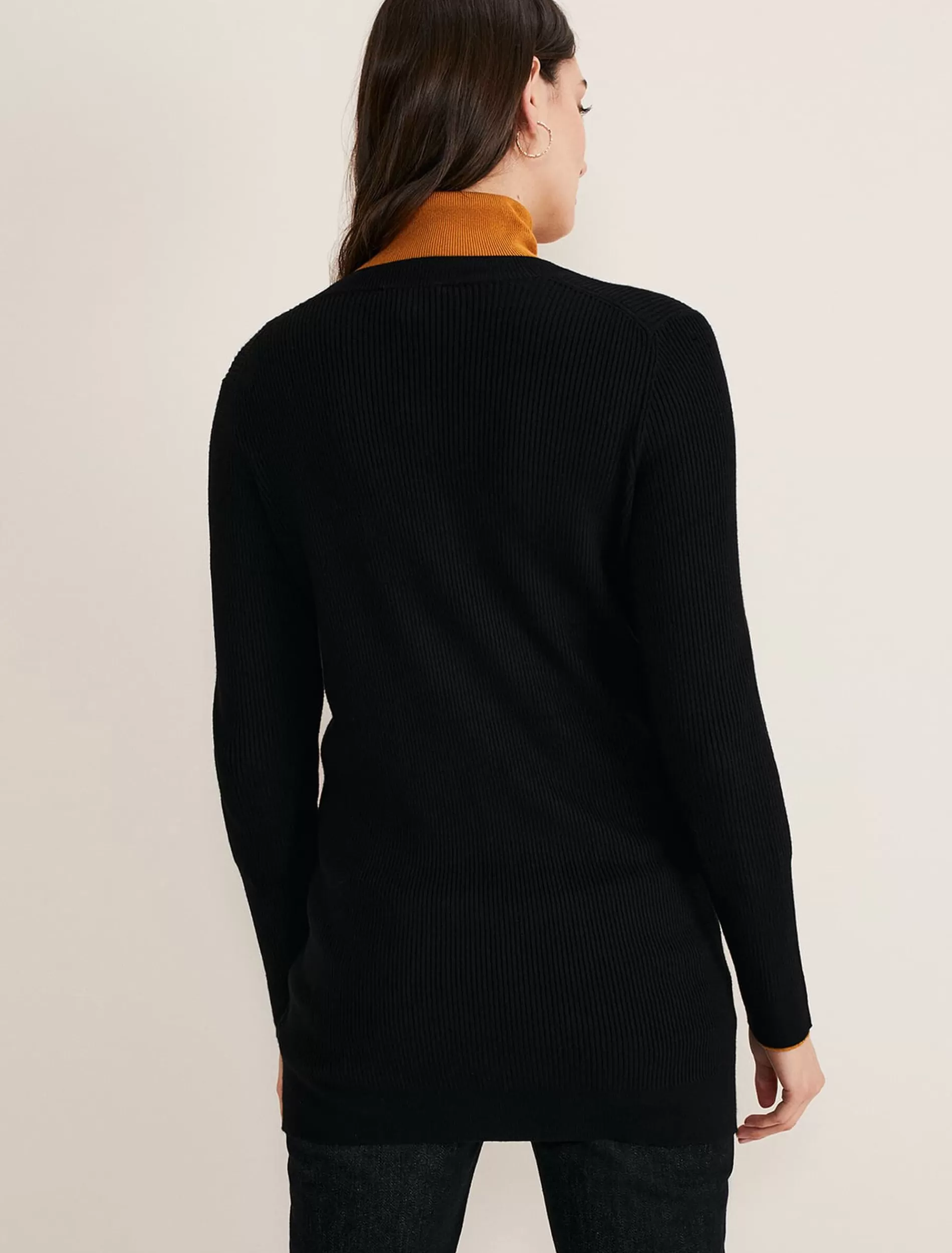 Phase Eight Camille Ribbed Longline Cardigan Black Discount