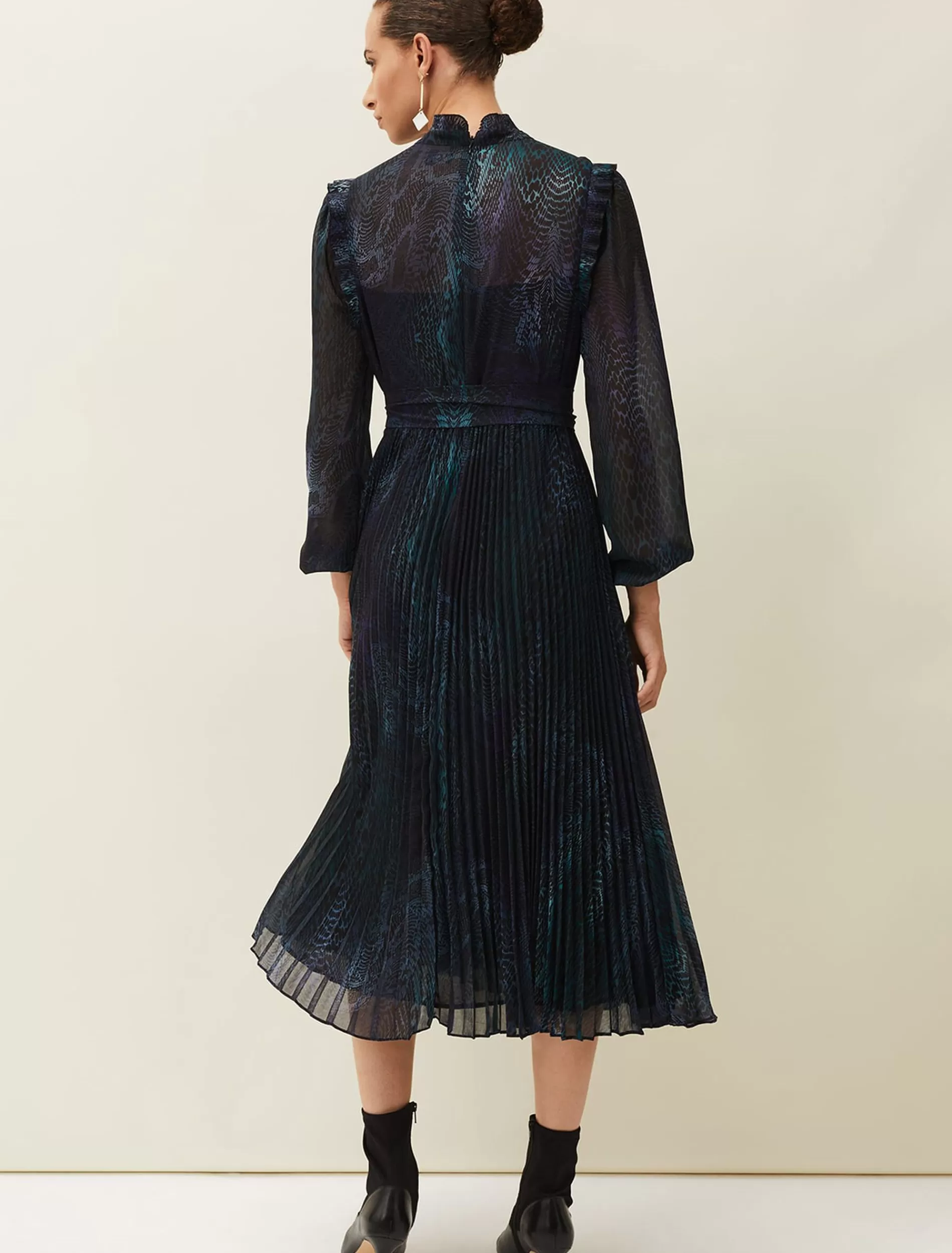 Phase Eight Camina Snake Print Pleated Dress Multi-Coloured Best Sale