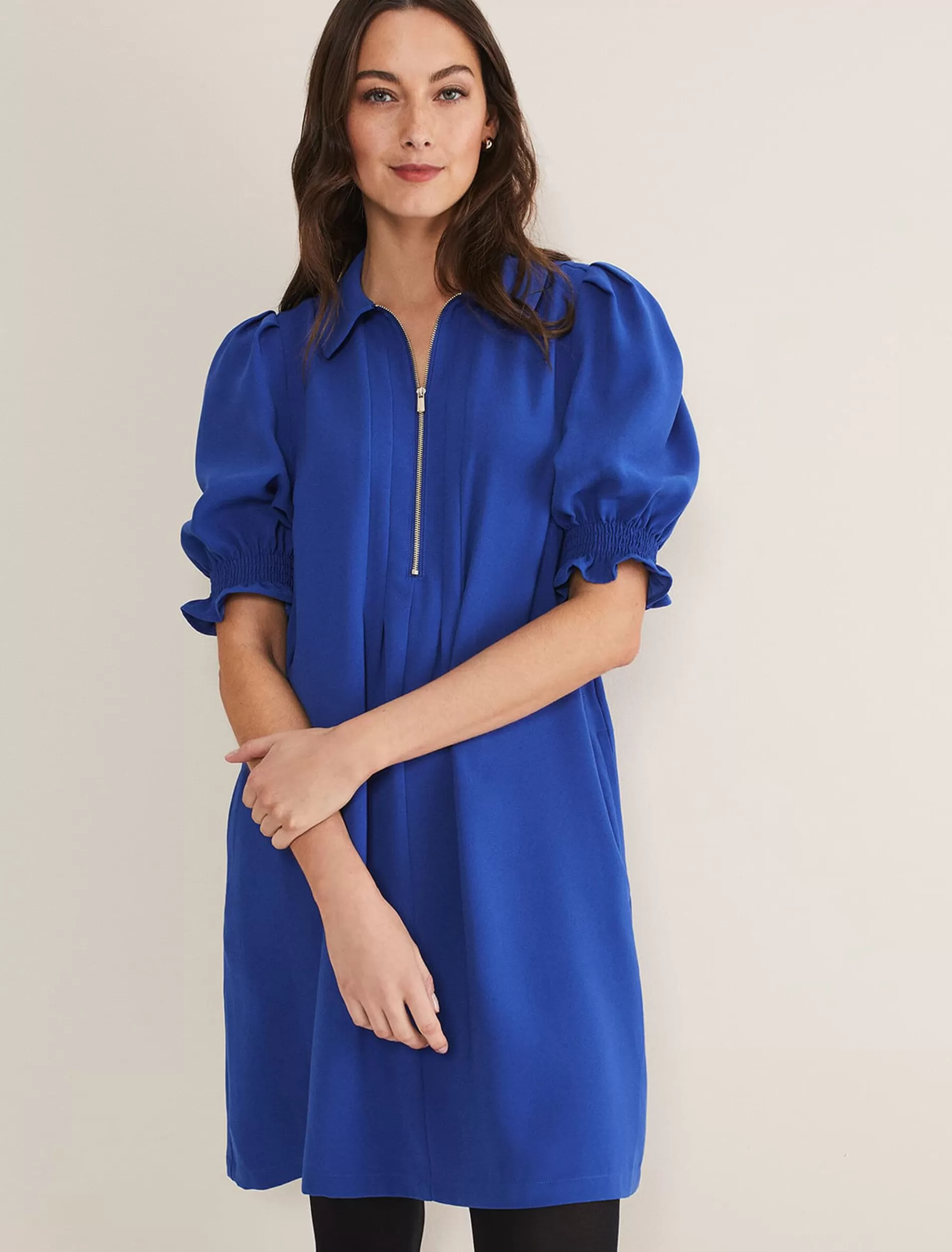 Phase Eight Candice Zip Dress Blue Cheap