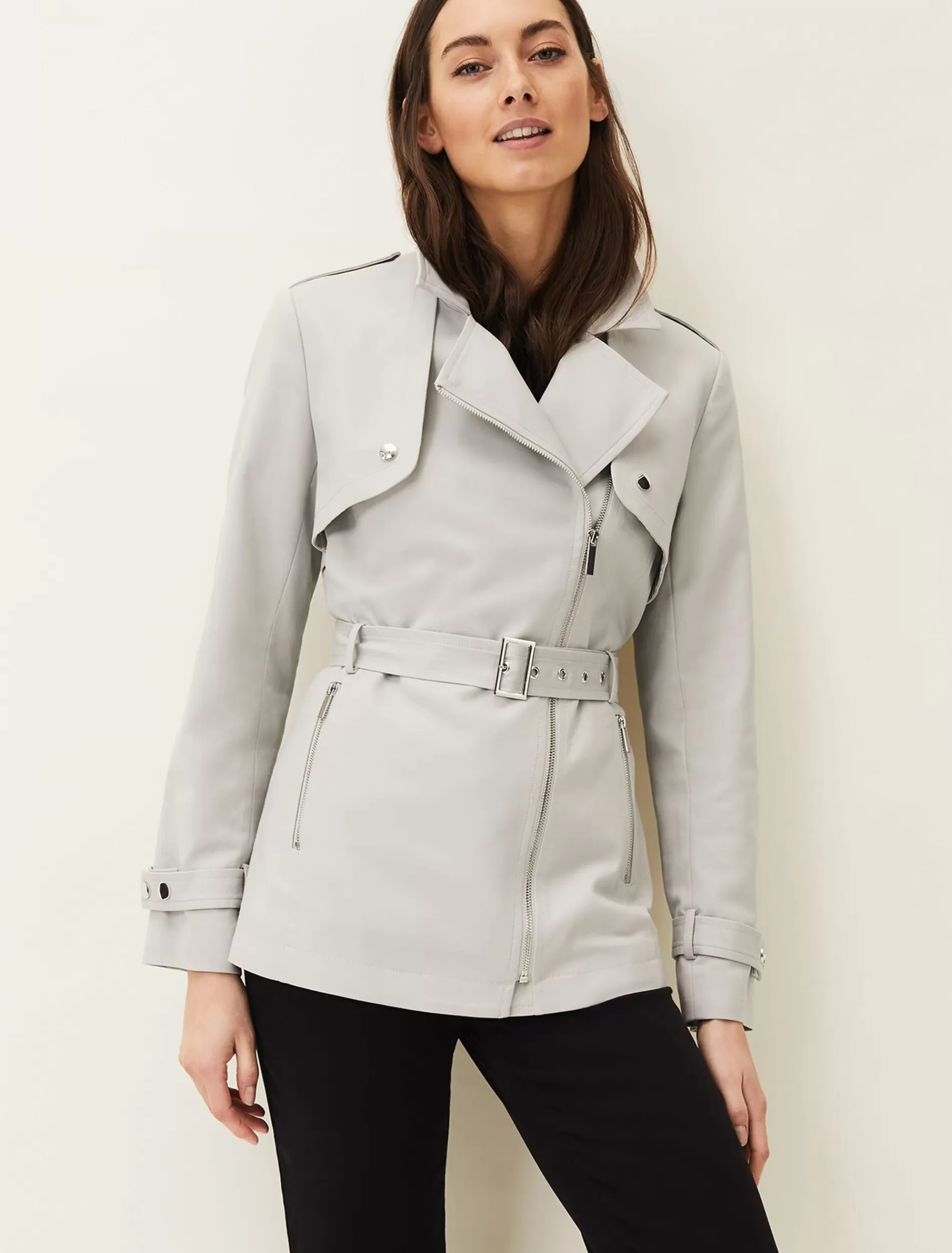Phase Eight Cara Biker Coat Stone Online