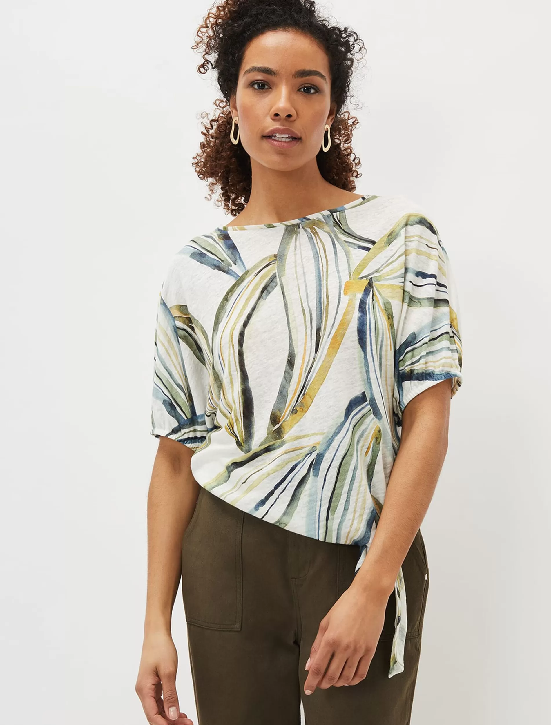 Phase Eight Caraline Linen Botanical Print Top Ivory Multi Flash Sale