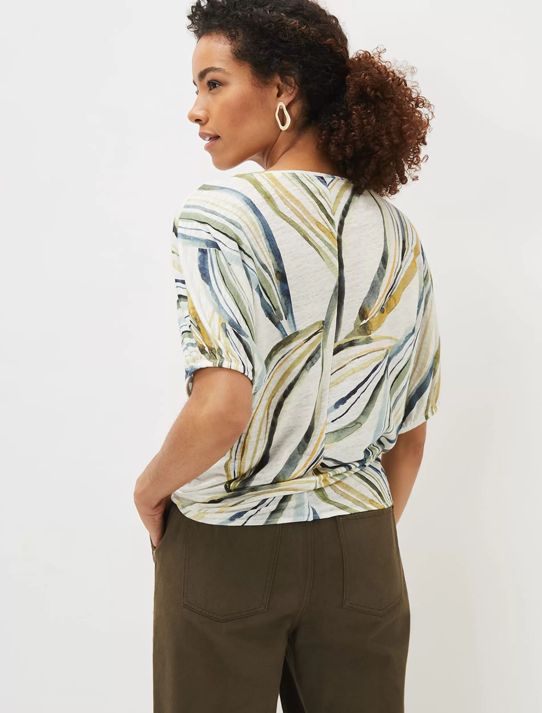 Phase Eight Caraline Linen Botanical Print Top Ivory Multi Flash Sale