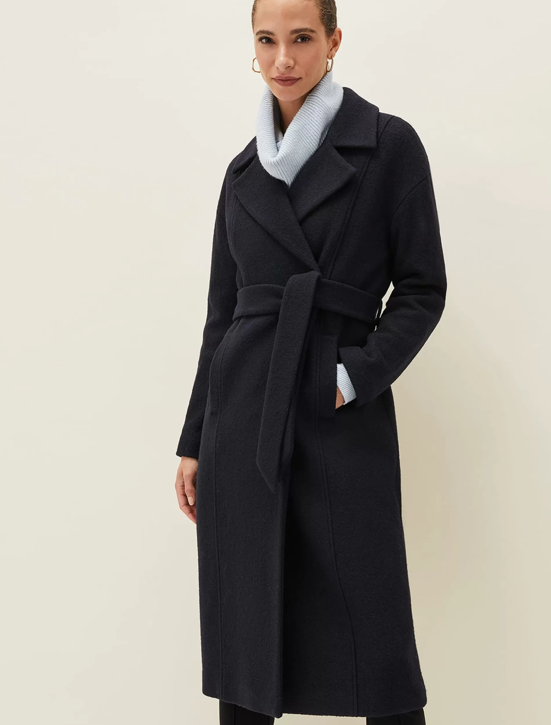 Phase Eight Carlotta Wrap Wool Coat Navy Cheap