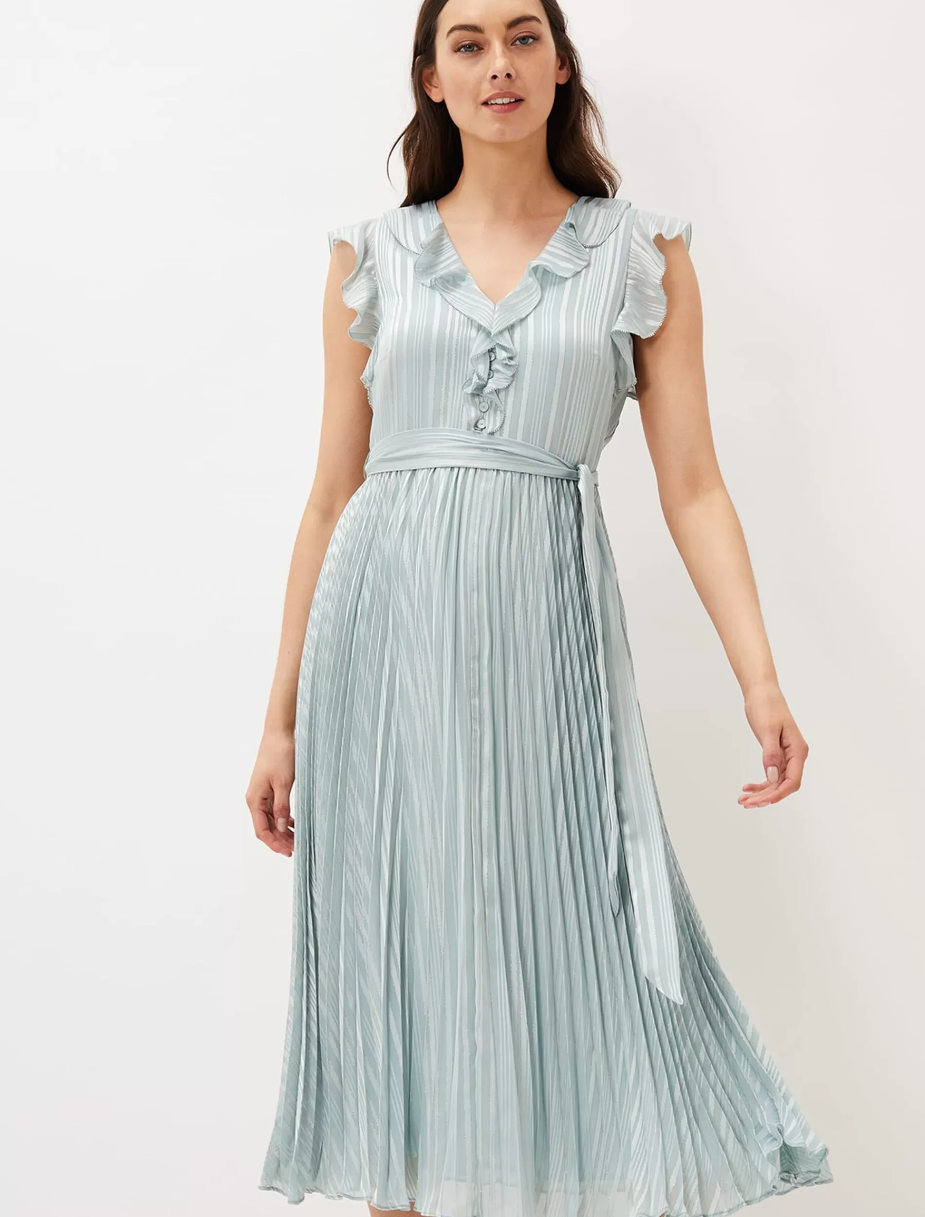 Phase Eight Carmella Pleated Dress Pale Sage Discount