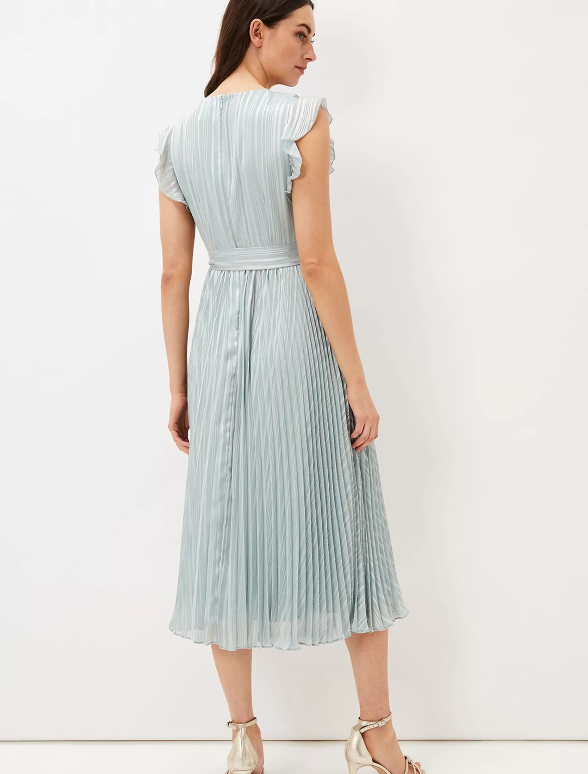 Phase Eight Carmella Pleated Dress Pale Sage Discount