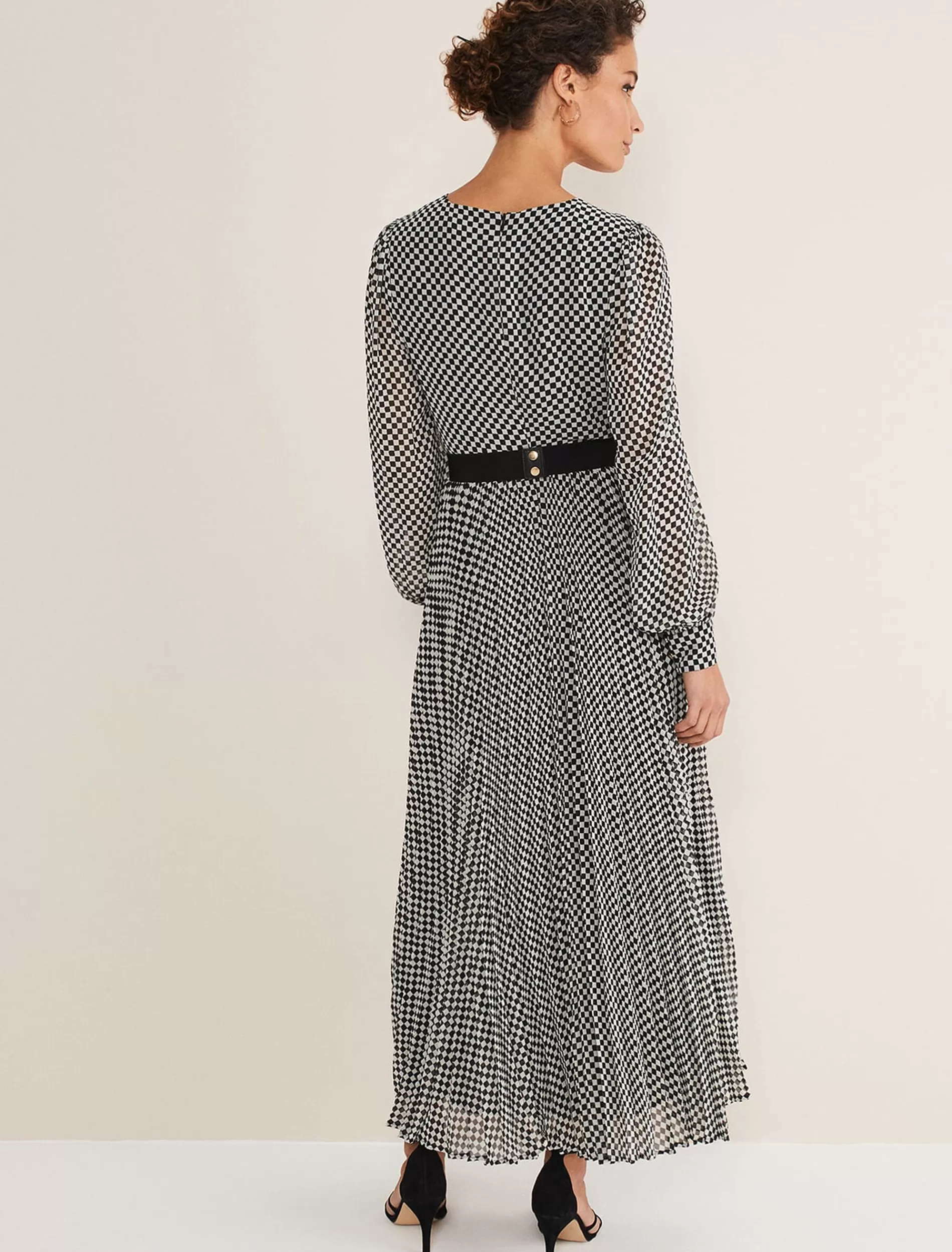 Phase Eight Carmen Checked Midaxi Dress Black/White Best Sale