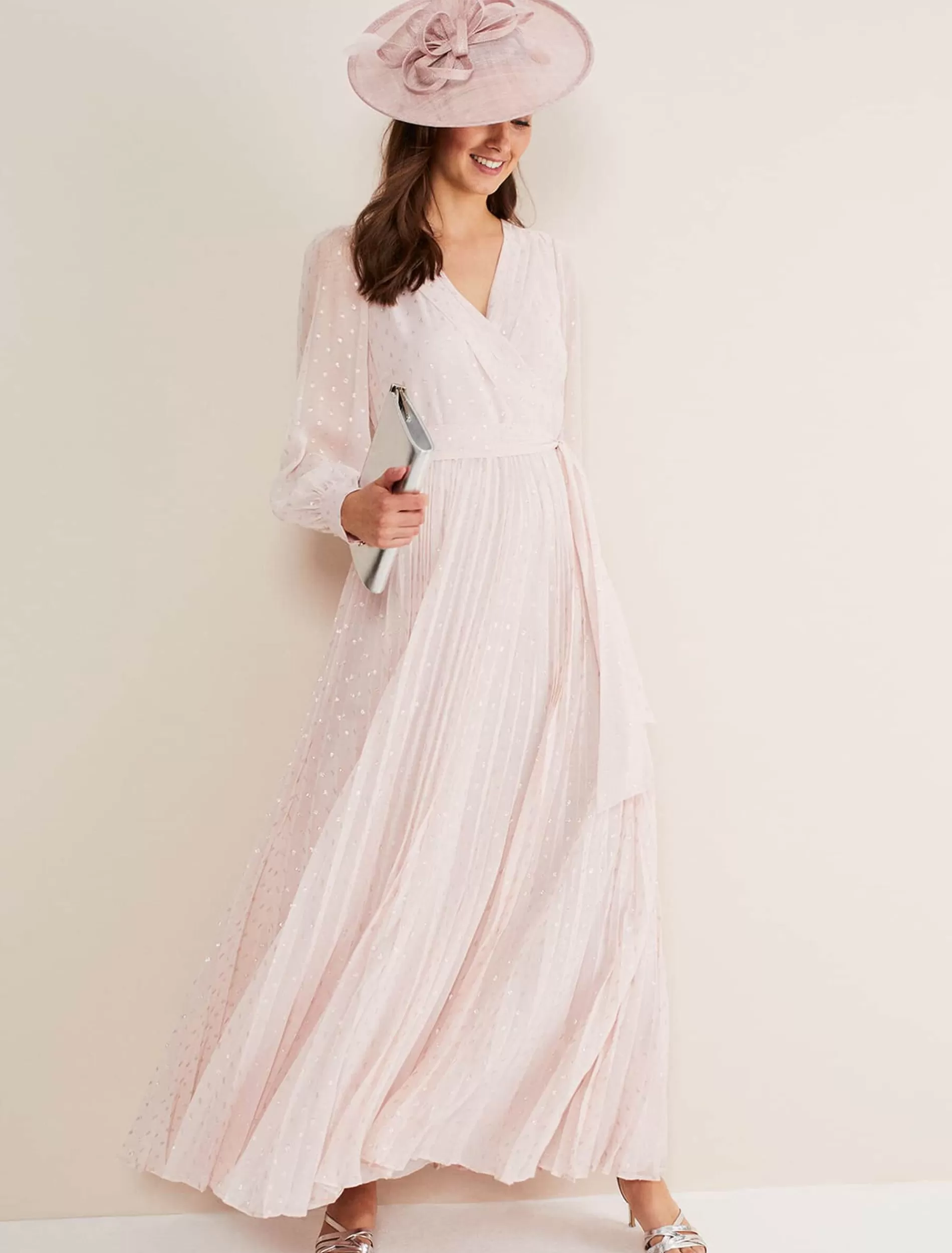 Phase Eight Carmen Fil Coupe Maxi Dress Antique Rose Clearance