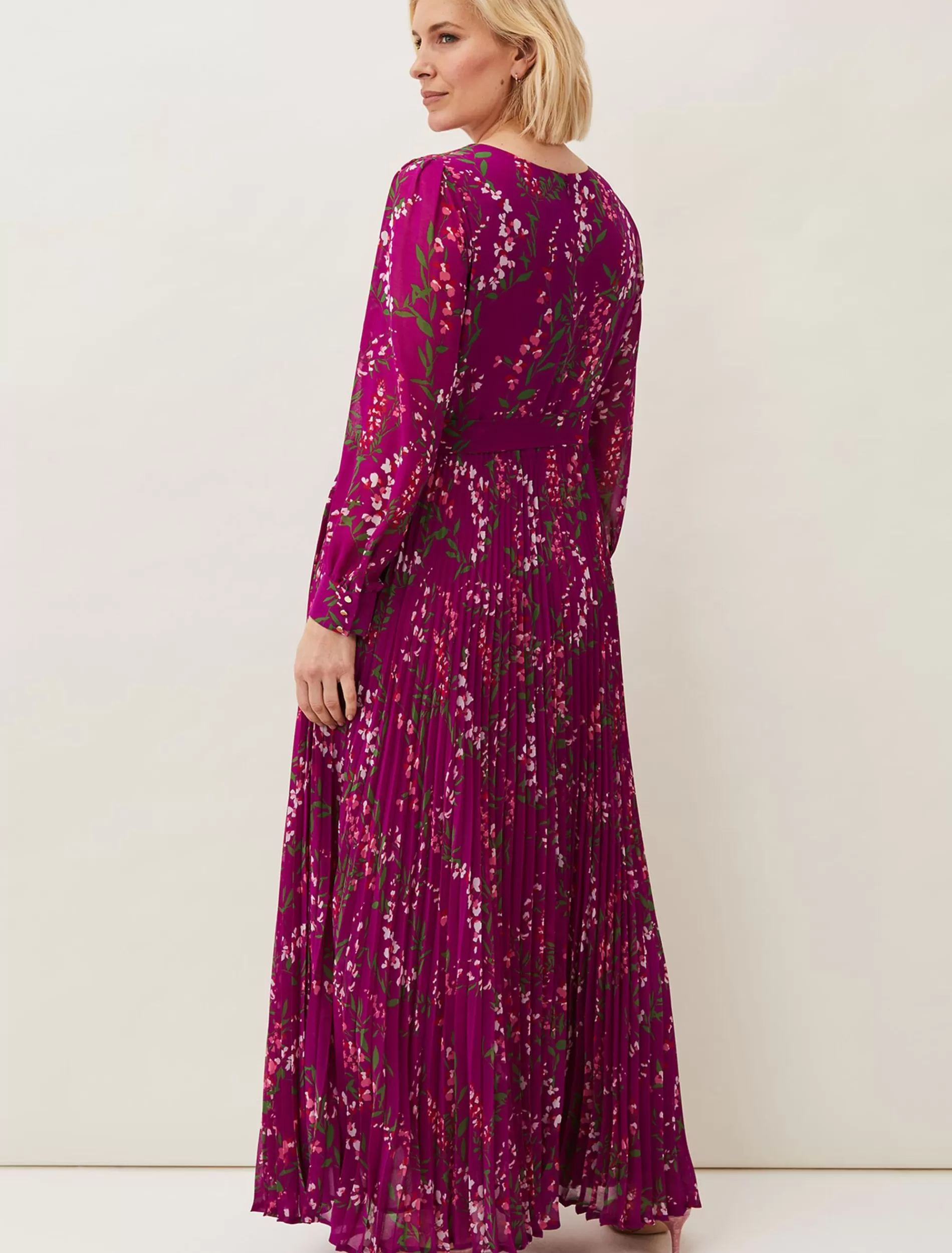 Phase Eight Carmen Pleated Maxi Dress Bright Plum Shop