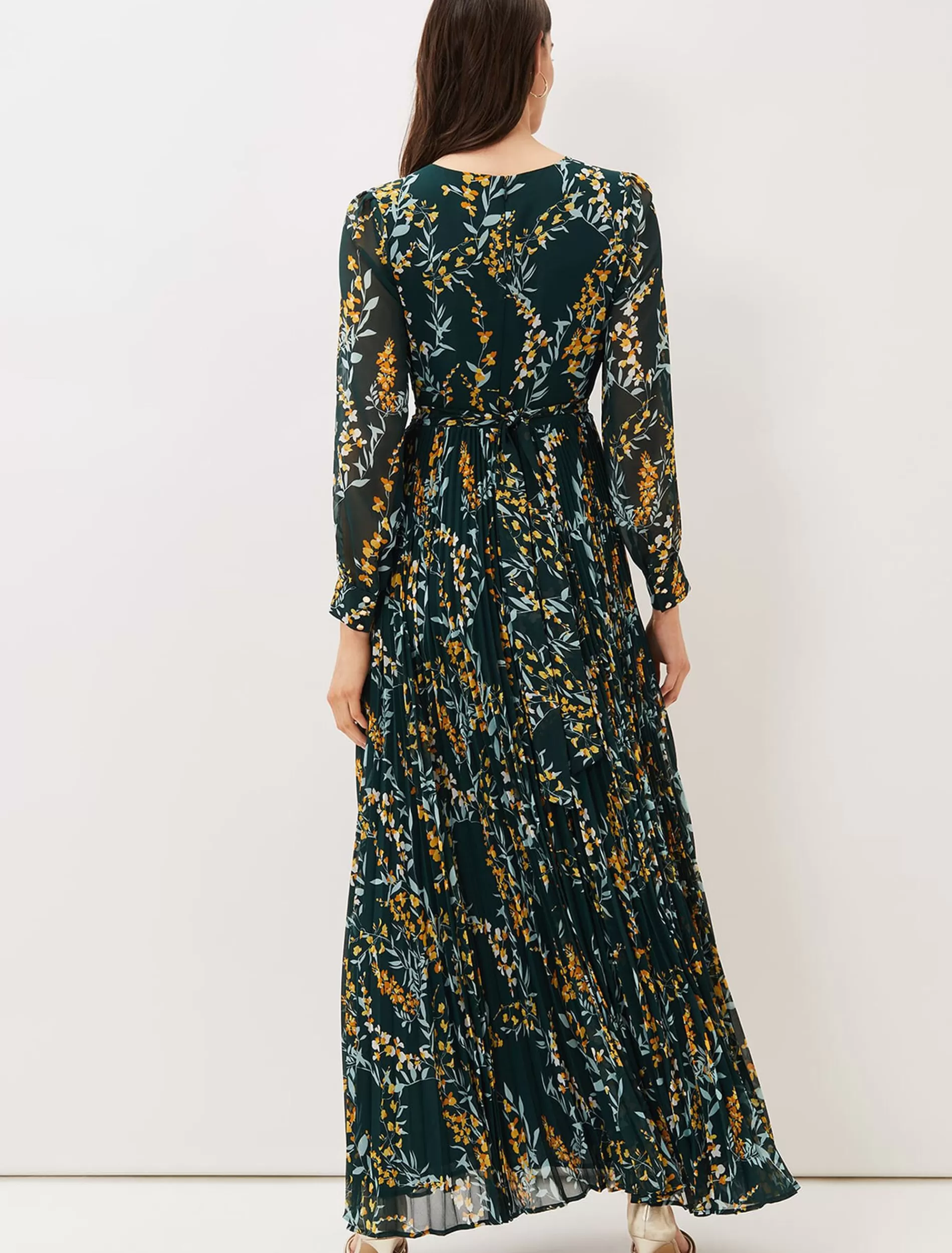 Phase Eight Carmen Pleated Maxi Dress Rainforest New
