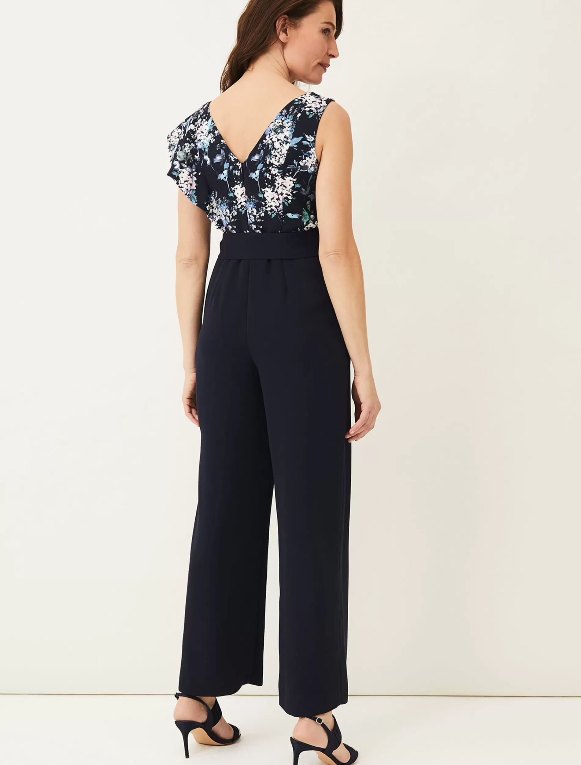 Phase Eight Casey Floral Bodice Tapered Jumpsuit Navy Discount