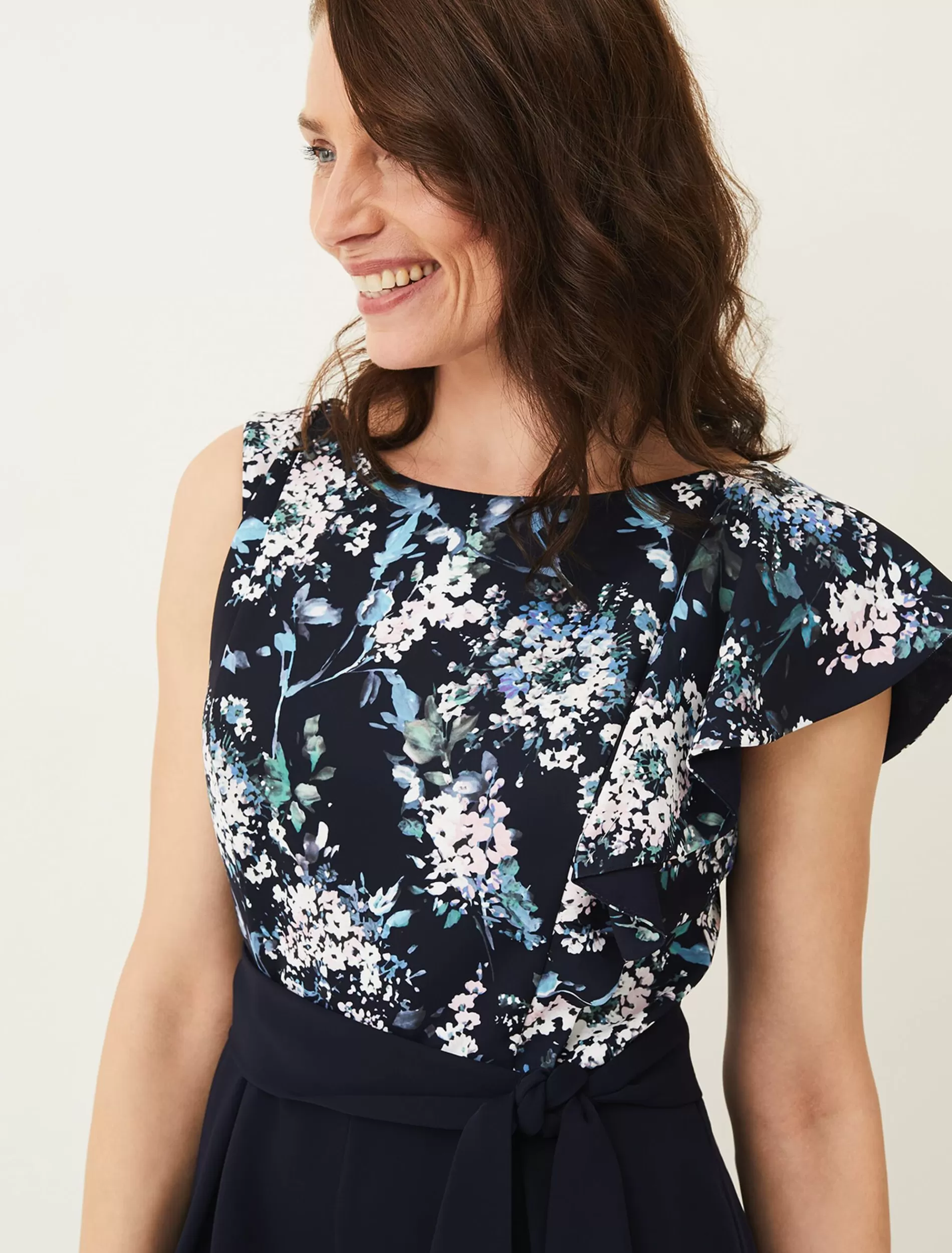 Phase Eight Casey Floral Bodice Tapered Jumpsuit Navy Discount
