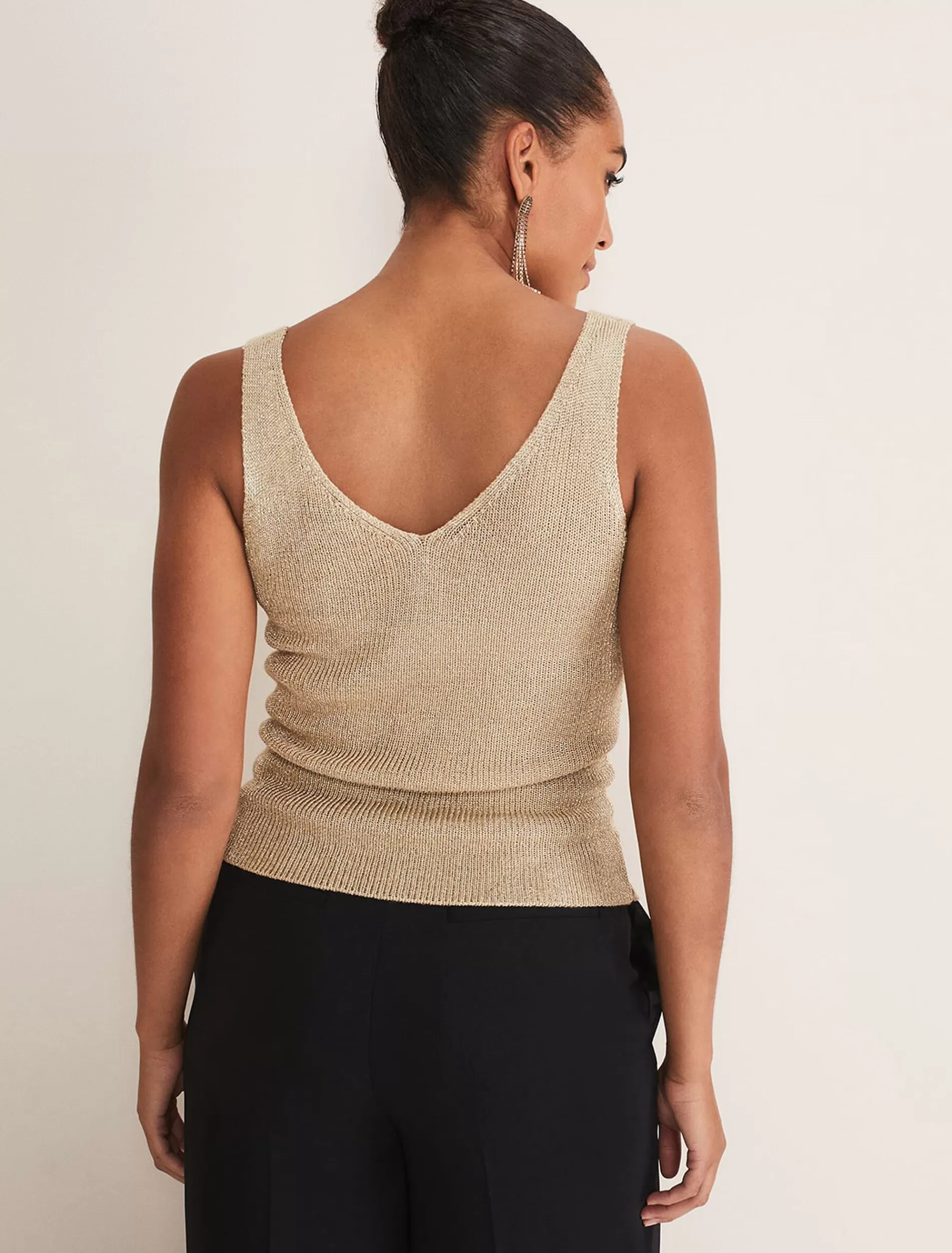 Phase Eight Cassia Metallic Knitted Vest Gold Store