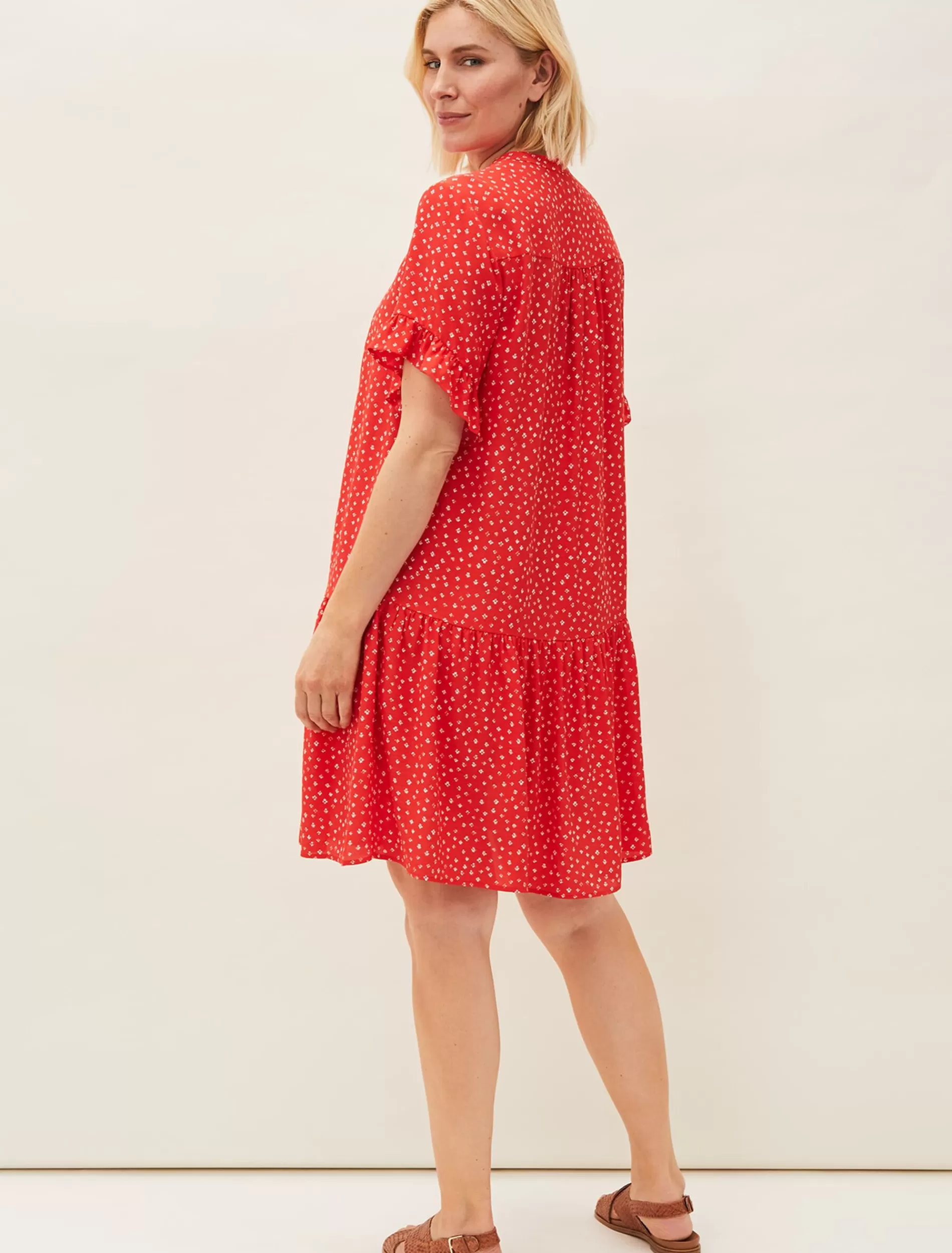 Phase Eight Cassia Print Swing Dress Red Sale
