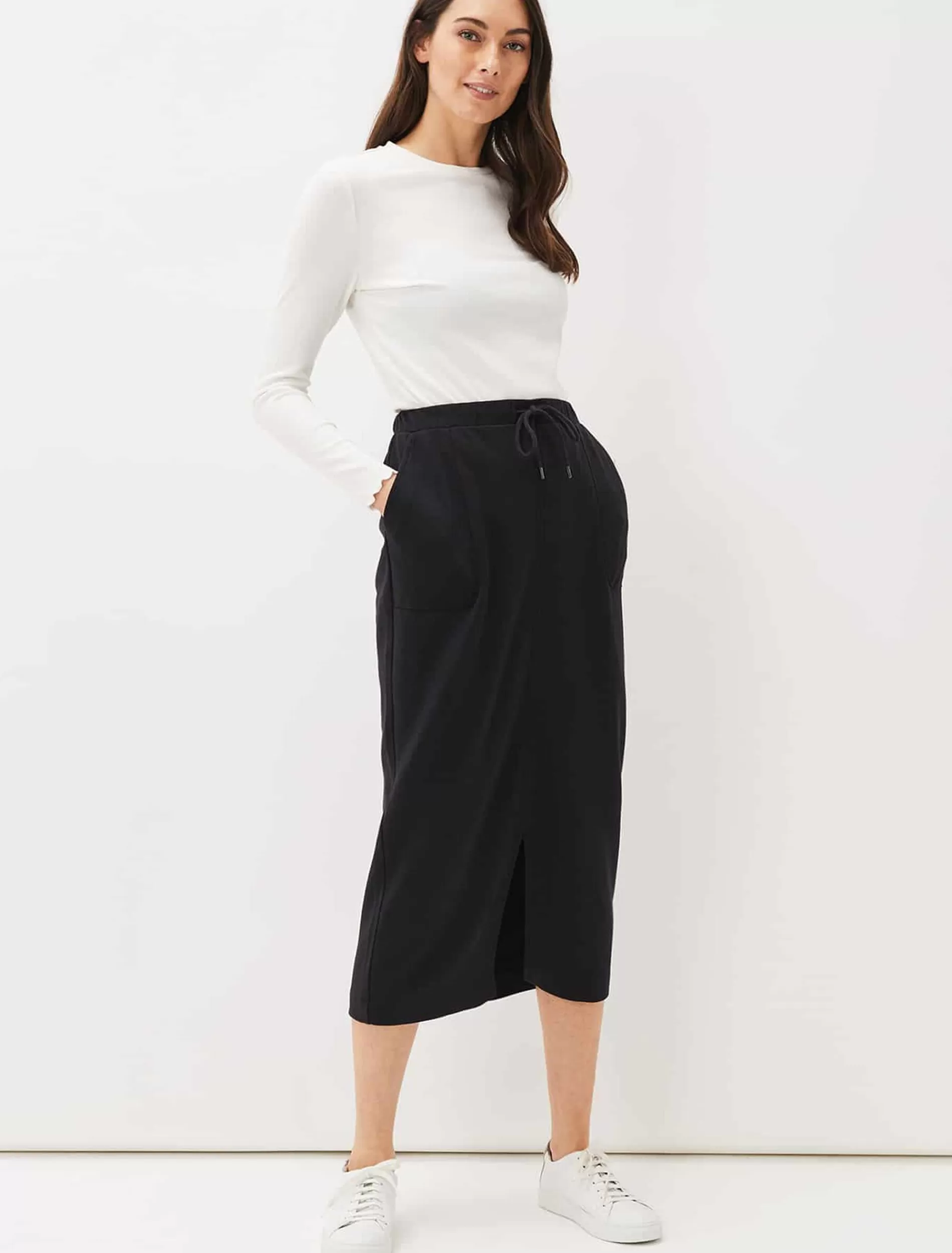 Phase Eight Cassie Jersey Midi Skirt Charcoal Best
