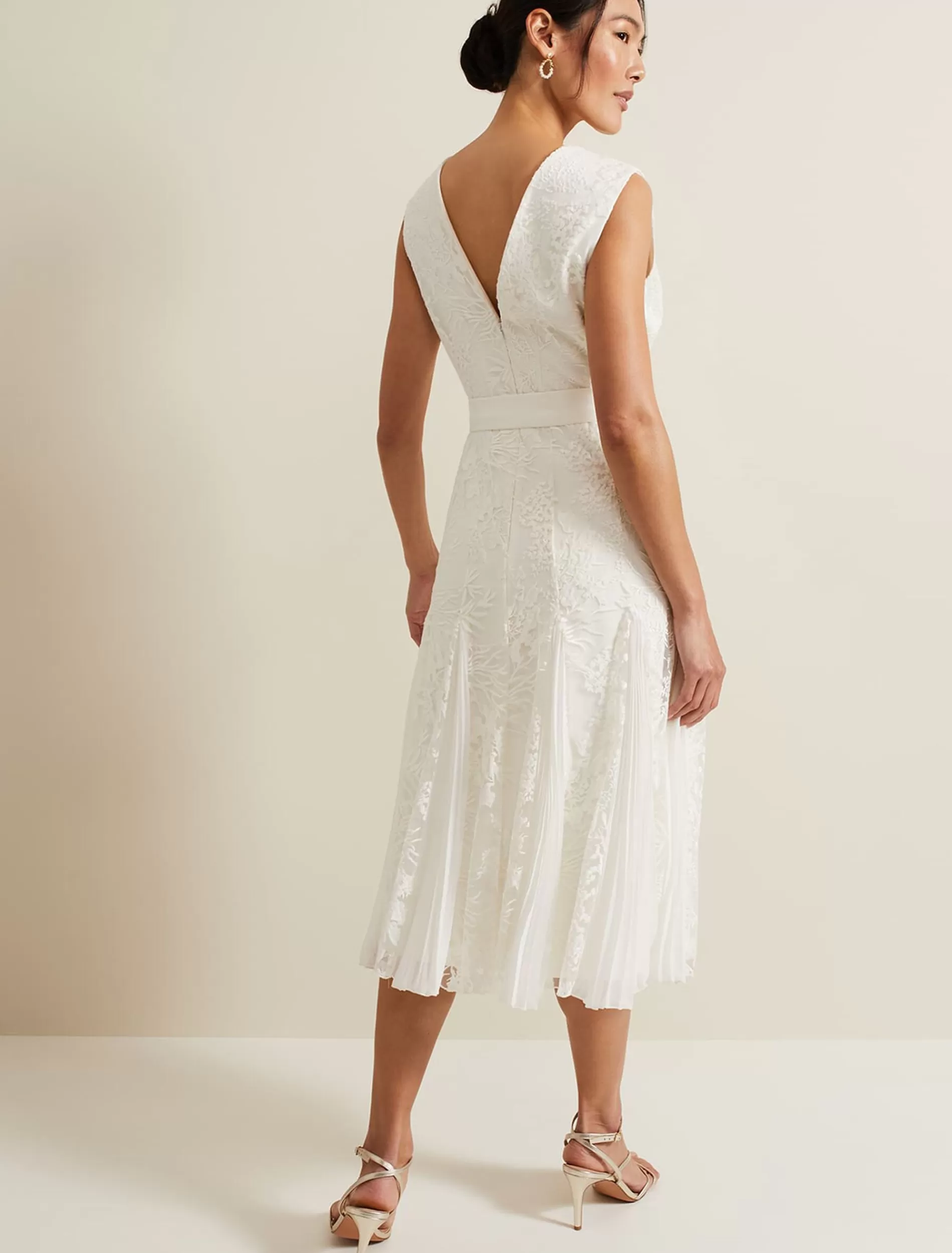 Phase Eight Caterina Embroidered Flared Wedding Dress Pale Cream Cheap