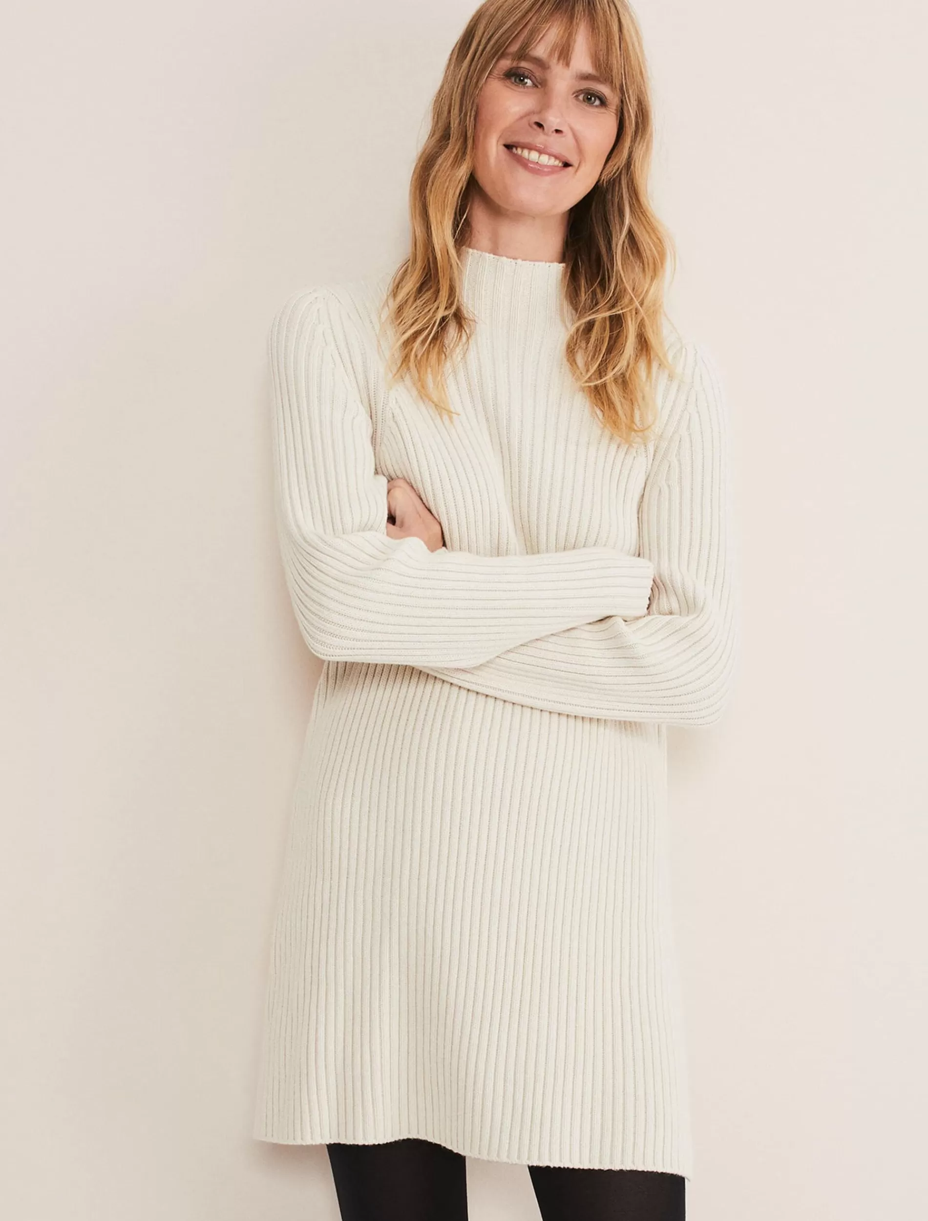 Phase Eight Catherine Chunky Ribbed Knit Dress Oatmeal Shop