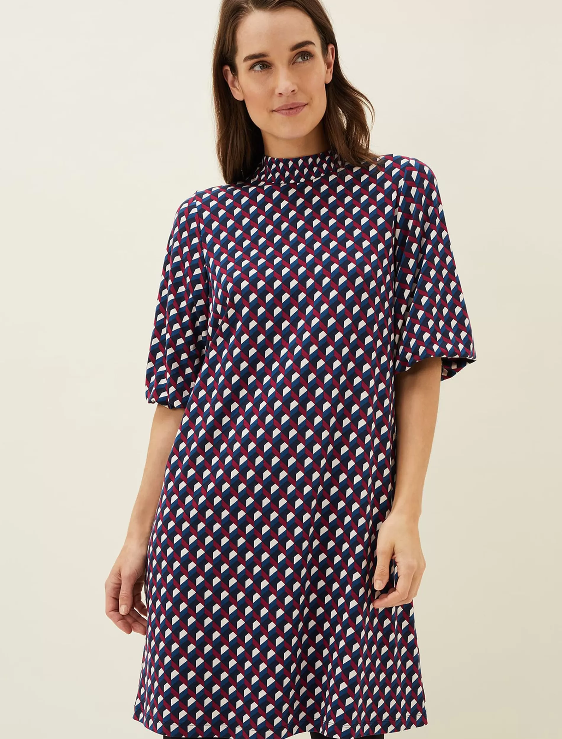Phase Eight Cathye Geometric Print Tunic Dress Multi-Coloured Clearance