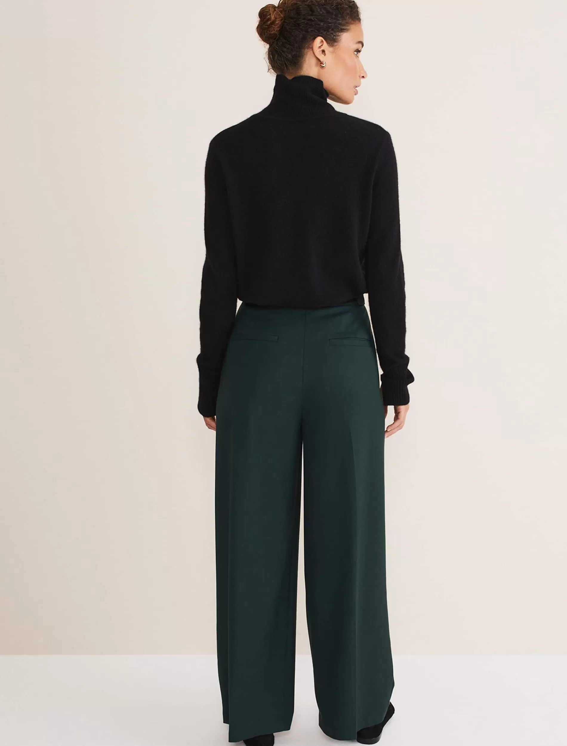 Phase Eight Catira Crepe Wide Leg Trousers Forest Green Online