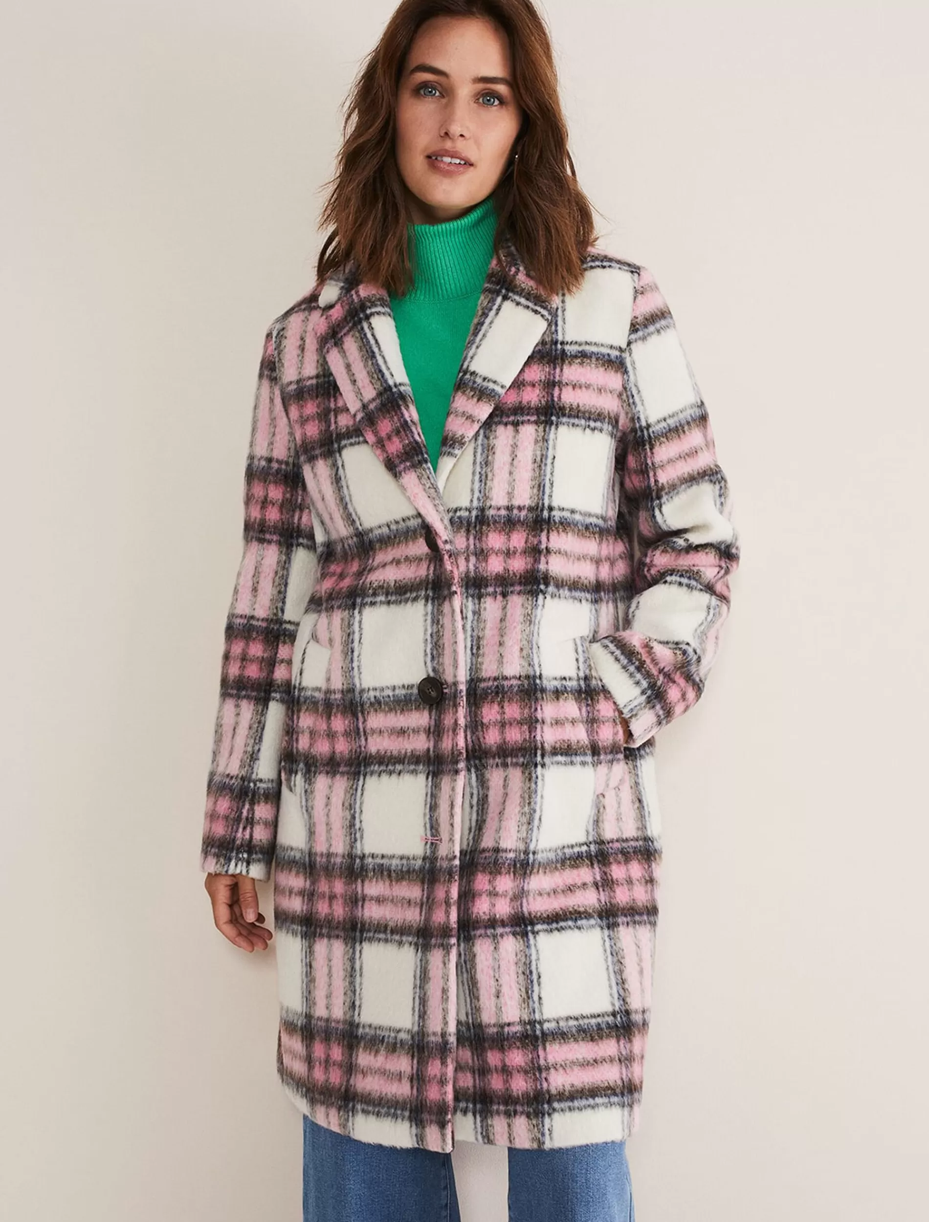 Phase Eight Catriona Checked Coat Multi/Pink Flash Sale