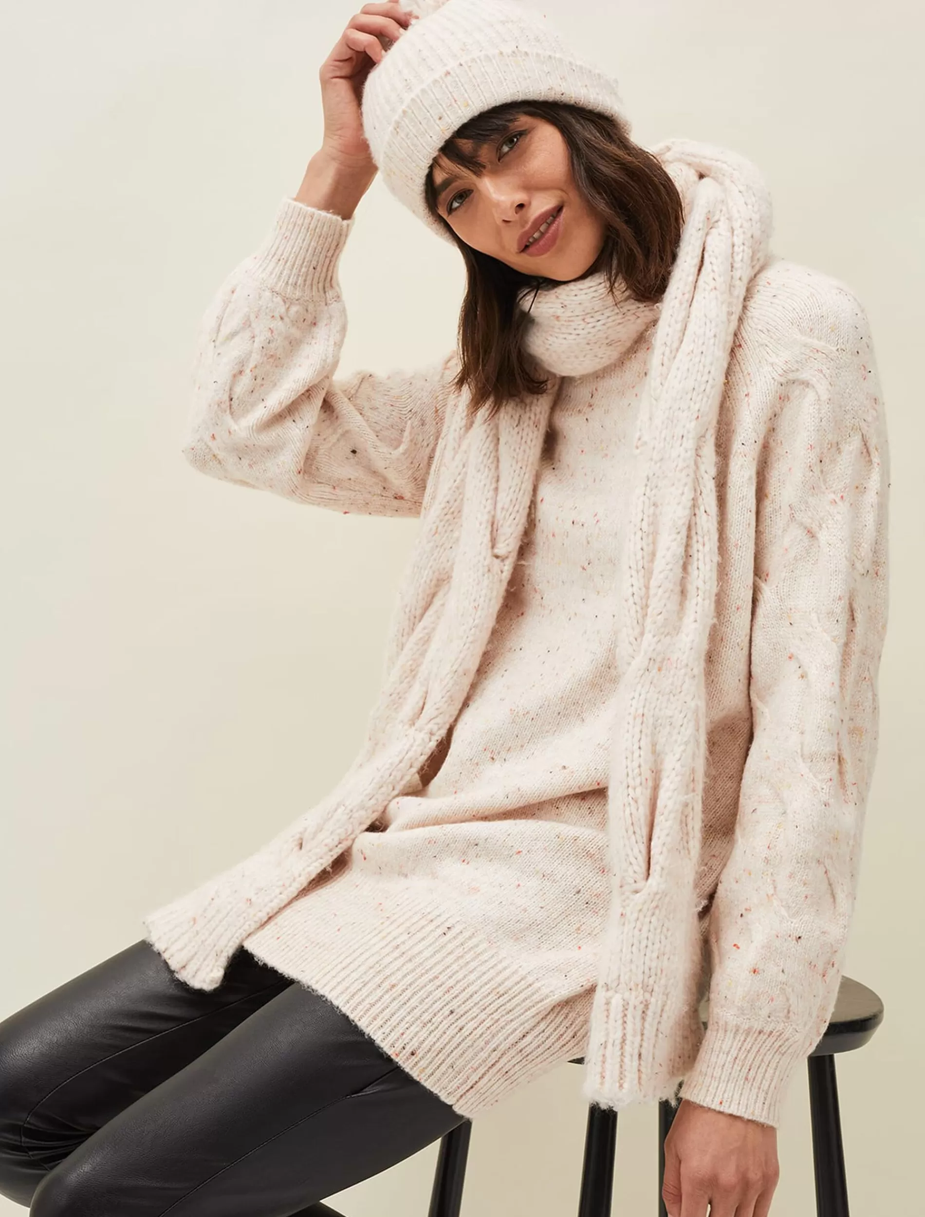 Phase Eight Cattie Ribbed Beanie Hat Neutral Fashion