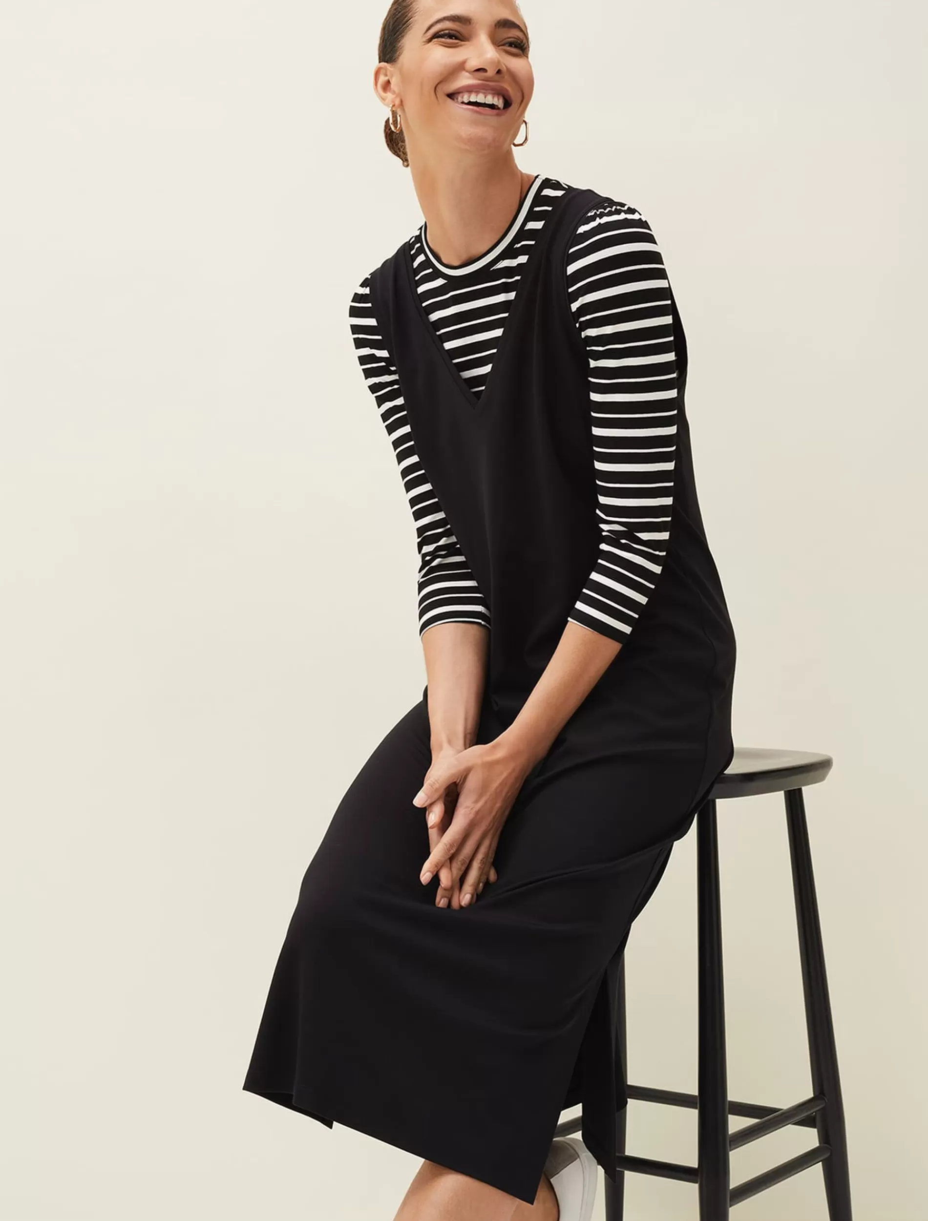 Phase Eight Catya Two Piece Stripe Top And Dress Black Sale