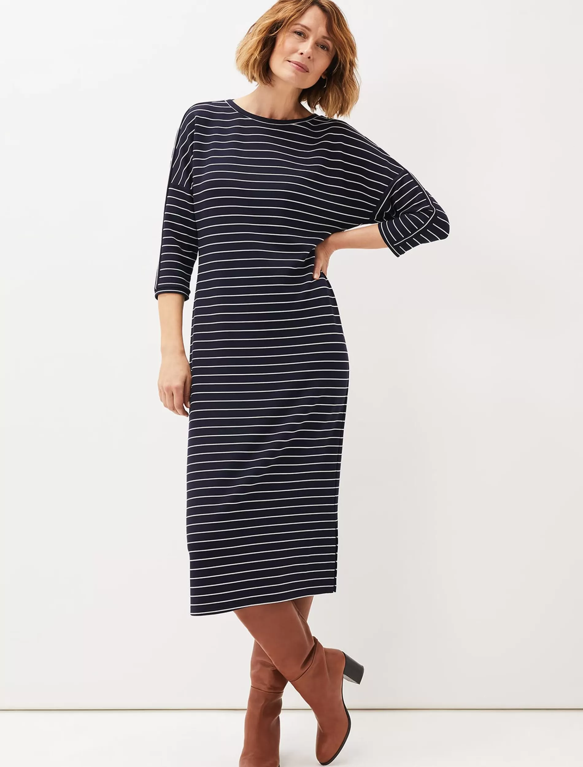 Phase Eight Cecile Stripe Midi Jersey Dress Navy/Ivory Best Sale