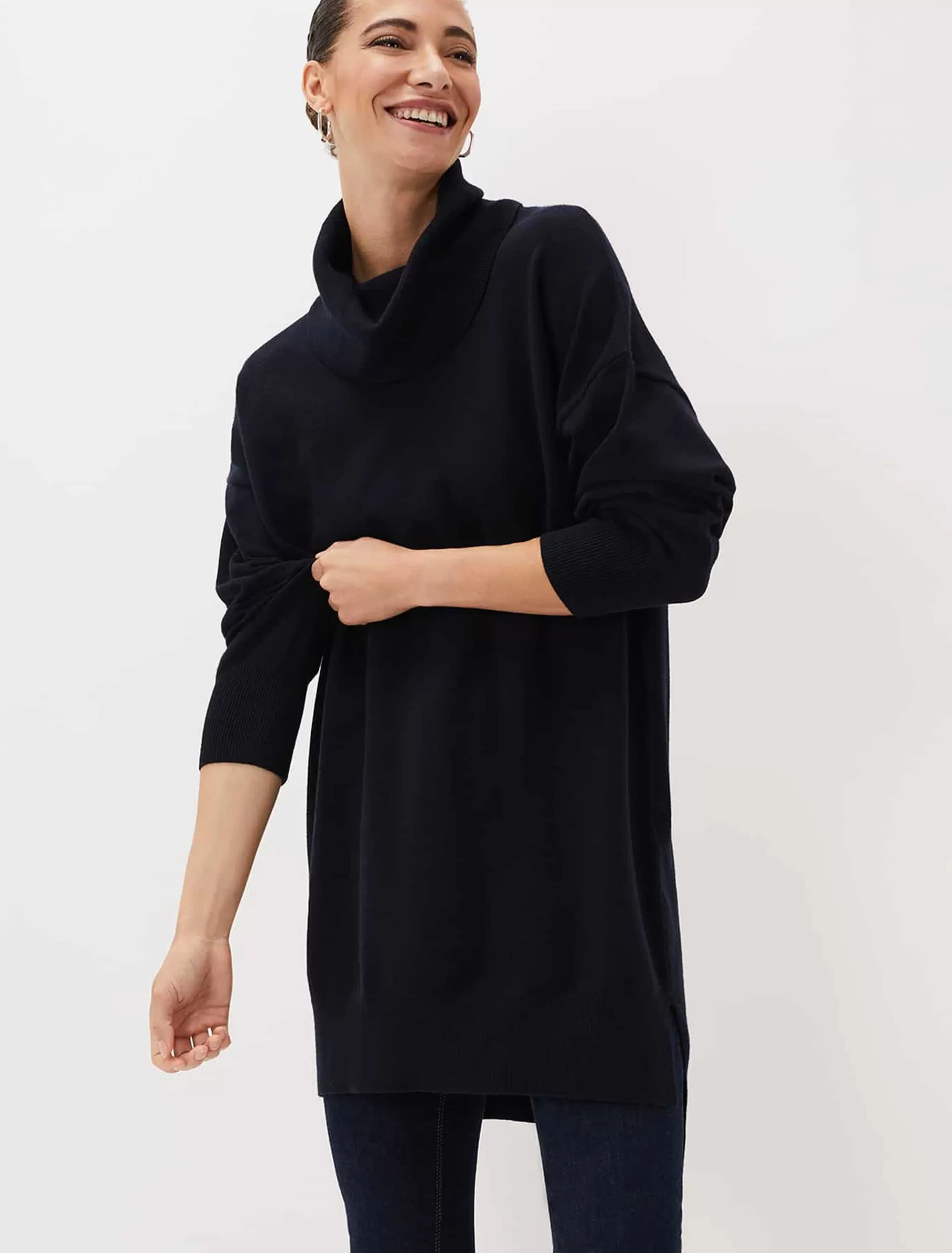 Phase Eight Cecilia Cowl Neck Jumper Dress Midnight Online