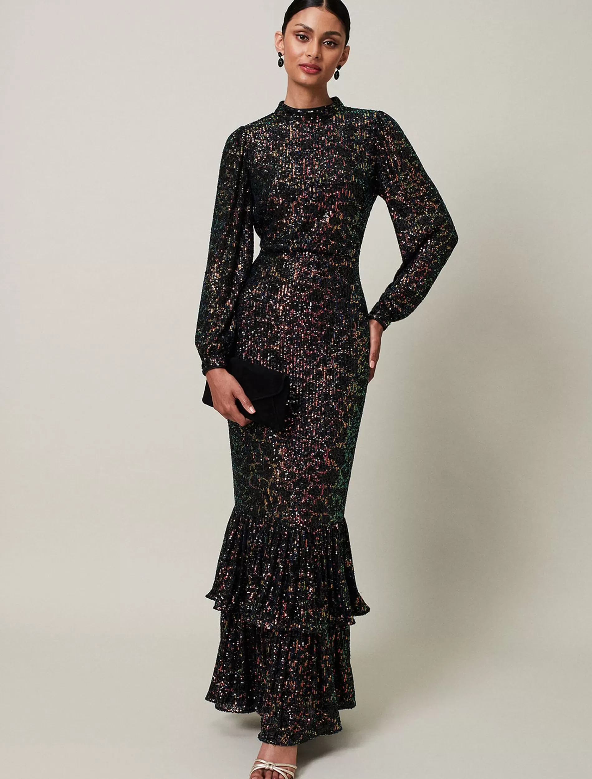Phase Eight Celeste Sequin Maxi Dress Multi-Coloured Hot