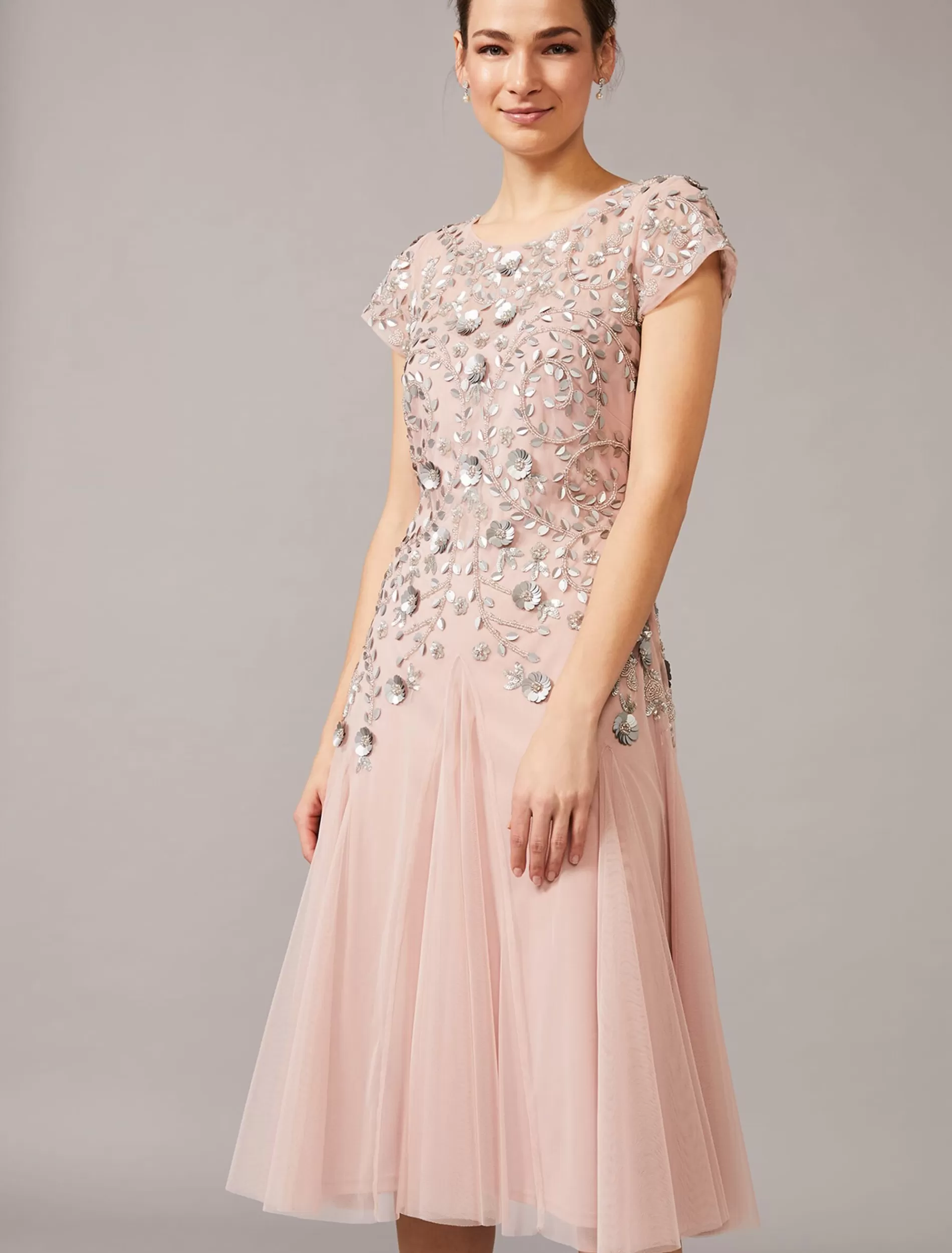 Phase Eight Celia Embellished Tulle Dress Pale Pink Discount
