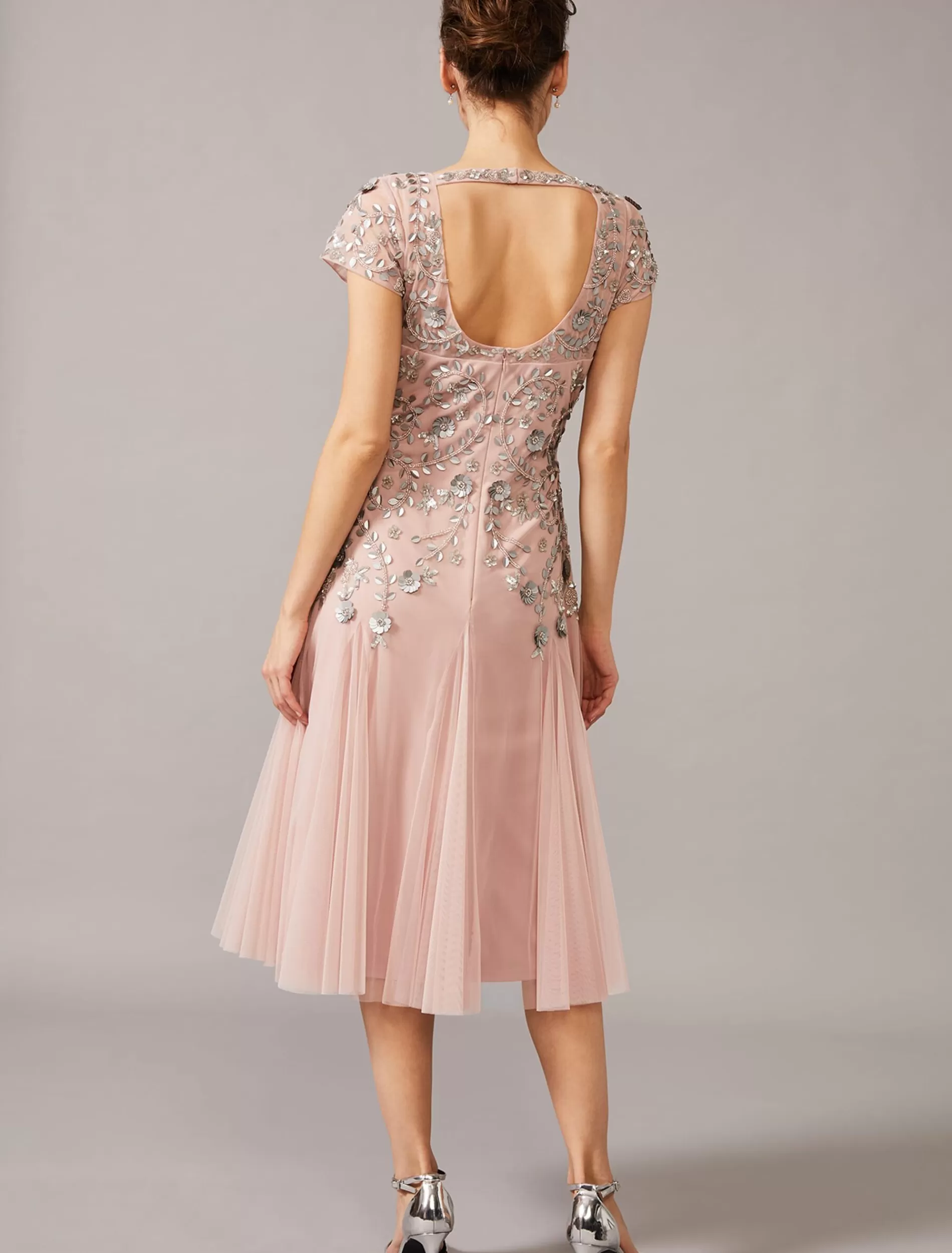 Phase Eight Celia Embellished Tulle Dress Pale Pink Discount