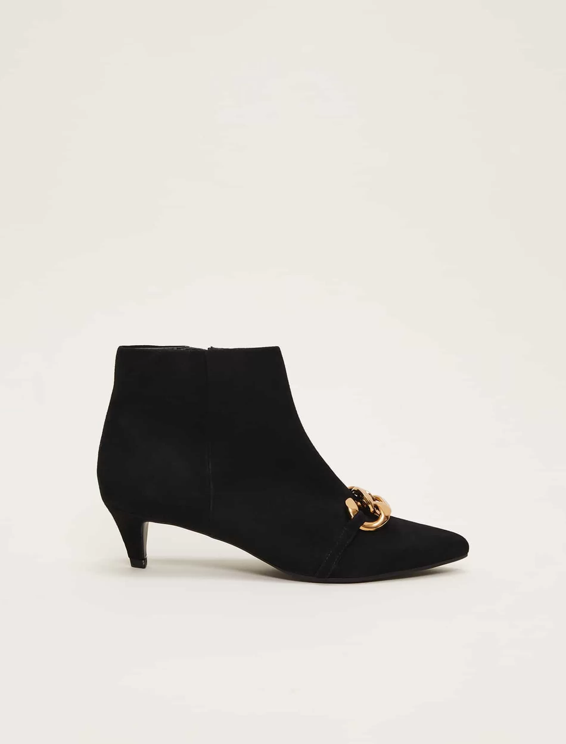Phase Eight Chain Front Kitten Heel Boot Black Clearance