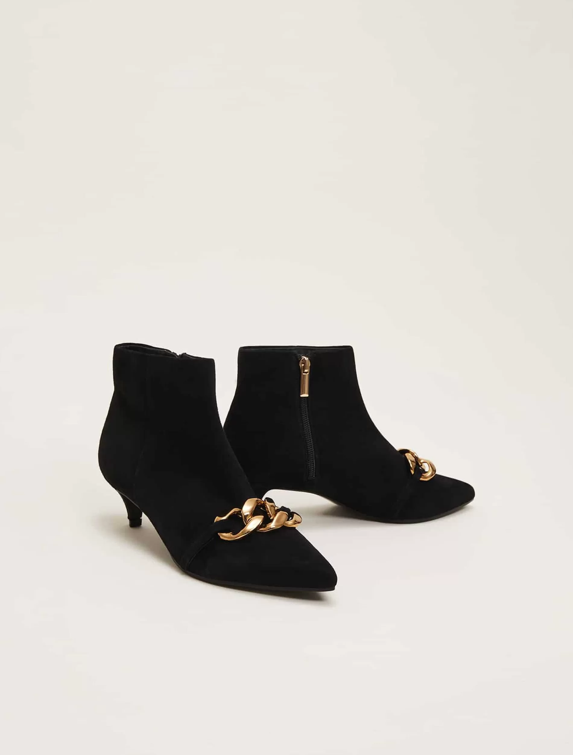 Phase Eight Chain Front Kitten Heel Boot Black Clearance