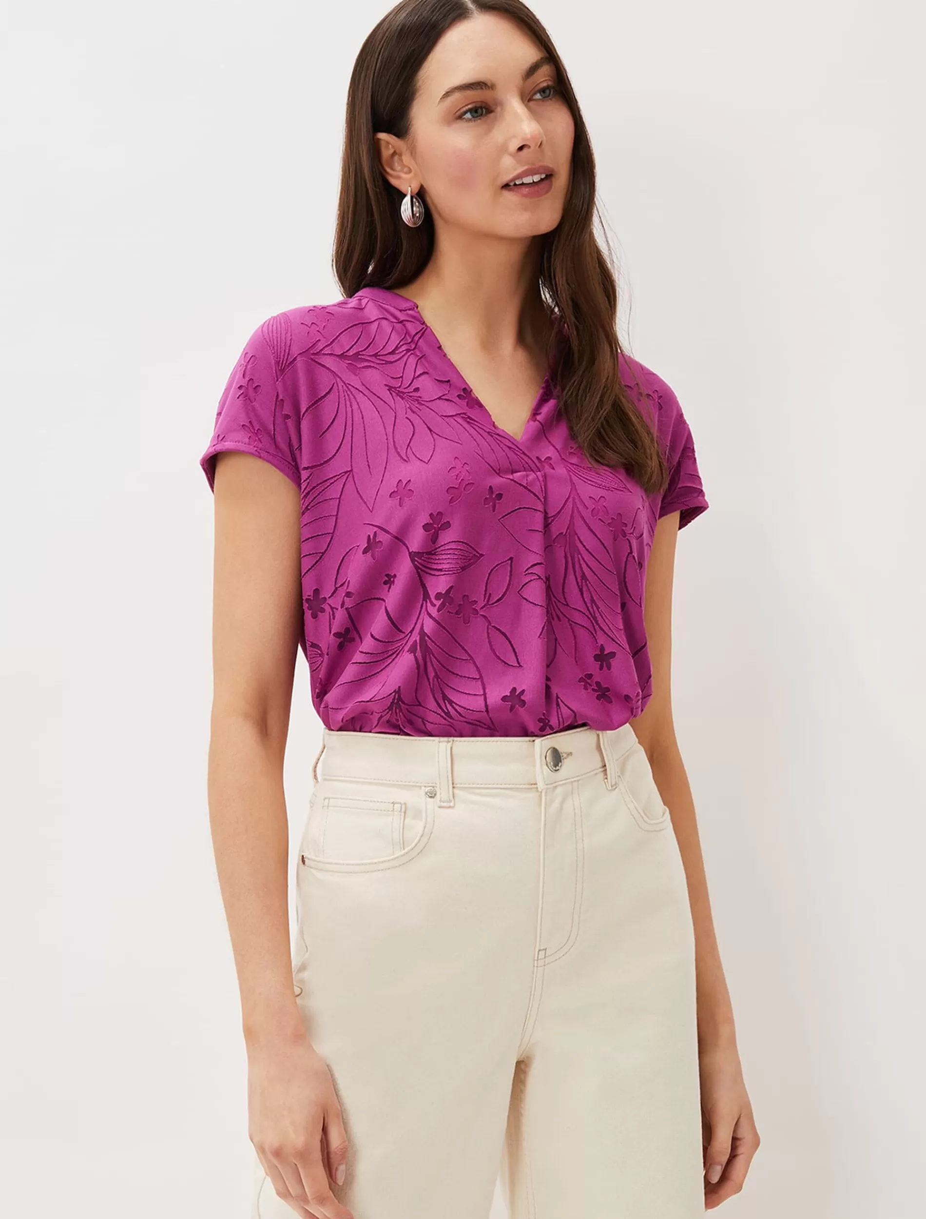 Phase Eight Charleigh Burnout Top Magenta Outlet