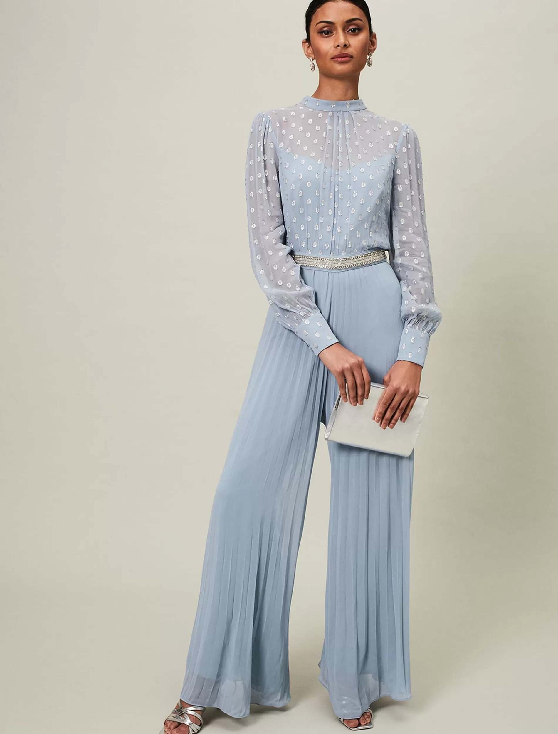 Phase Eight Charley Pleated Jumpsuit Soft Blue Fashion