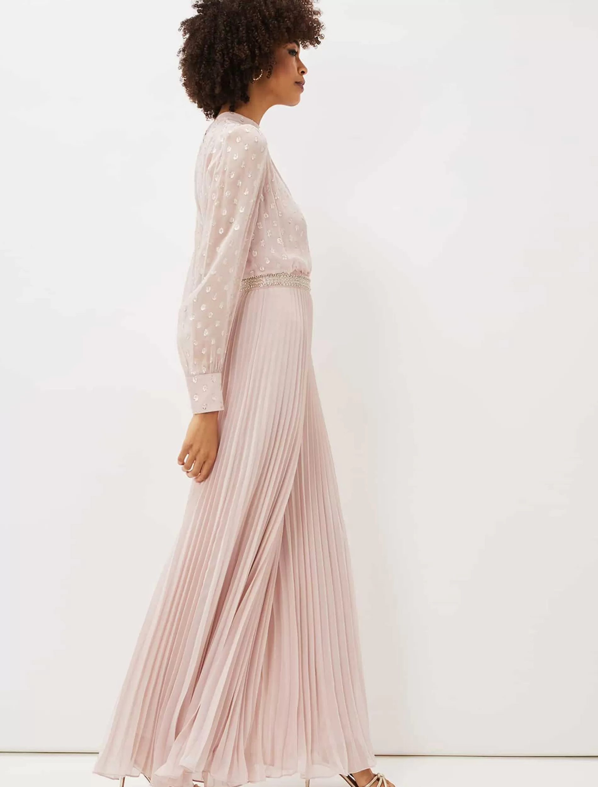 Phase Eight Charley Pleated Spot Print Jumpsuit Mauve Outlet