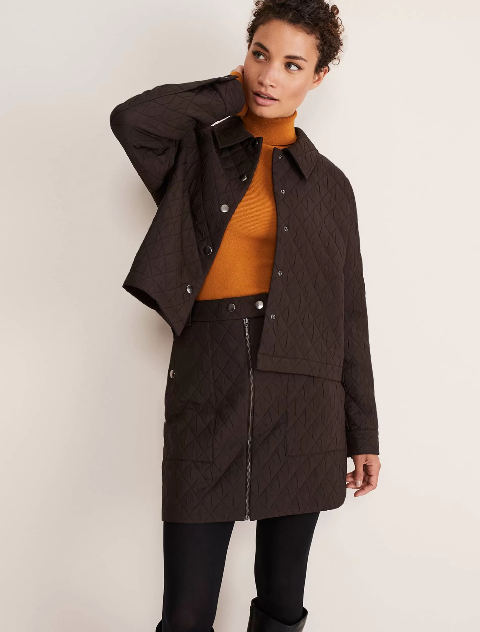 Phase Eight Chaya Quilted Jacket Co-Ord Chocolate Sale