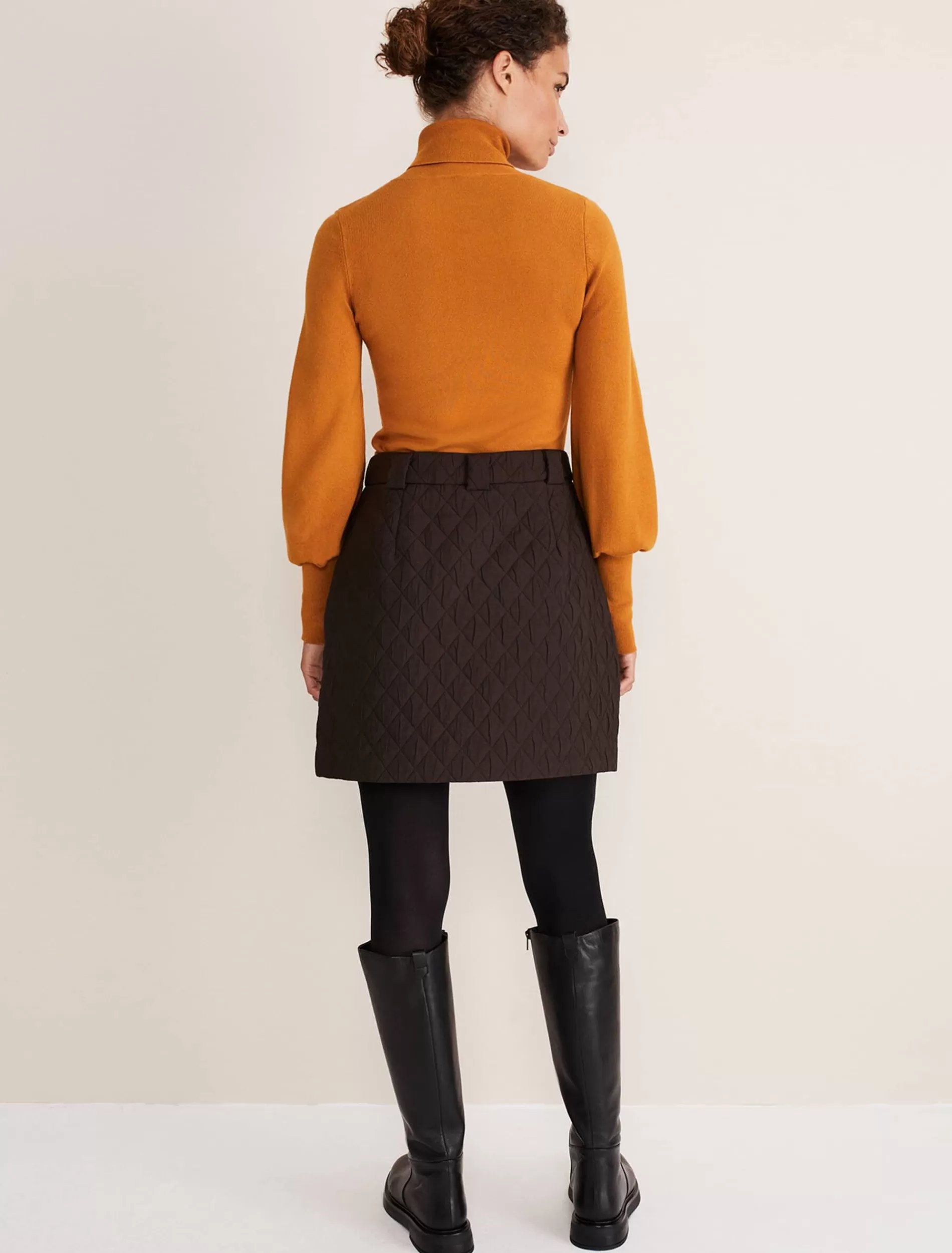 Phase Eight Chaya Quilted Mini Skirt Co-Ord Chocolate New