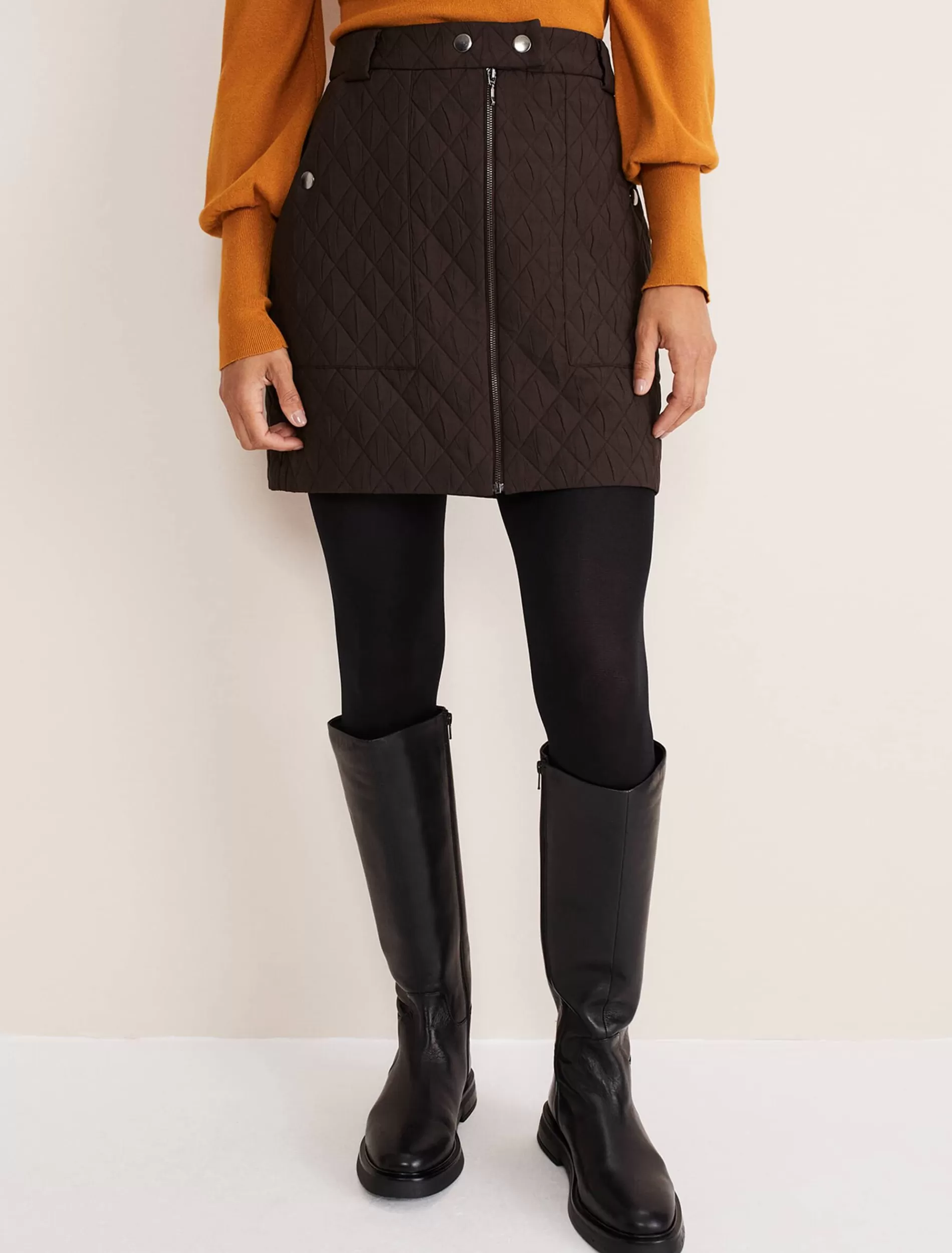 Phase Eight Chaya Quilted Mini Skirt Co-Ord Chocolate New