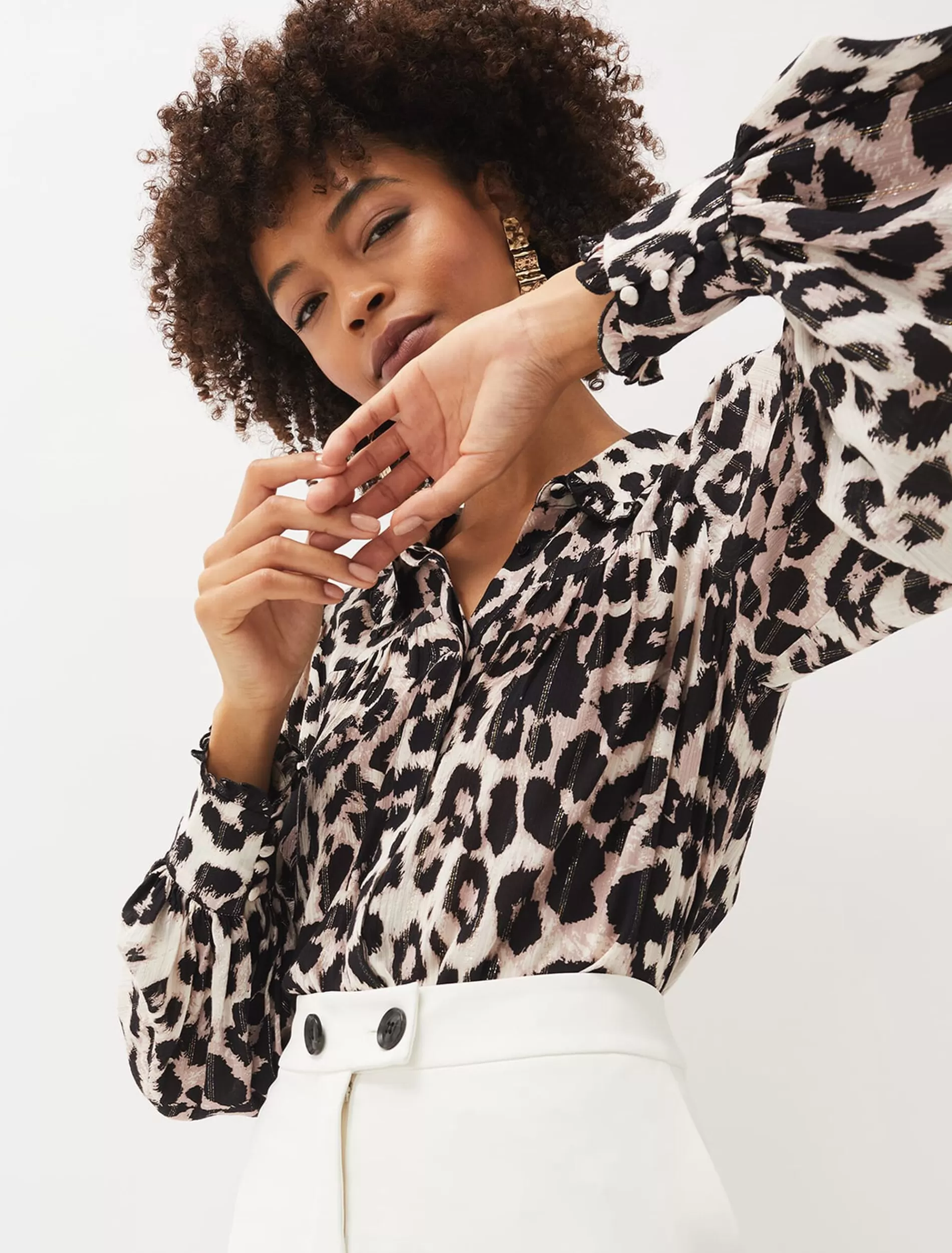 Phase Eight Chelsie Leopard Print Blouse Multi-Coloured Best