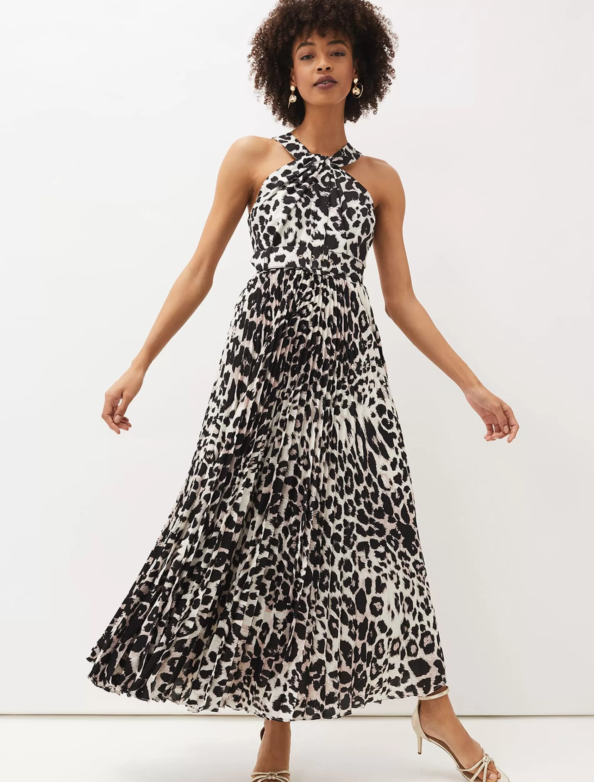Phase Eight Chelsie Leopard Print Midaxi Dress Multi-Coloured Store