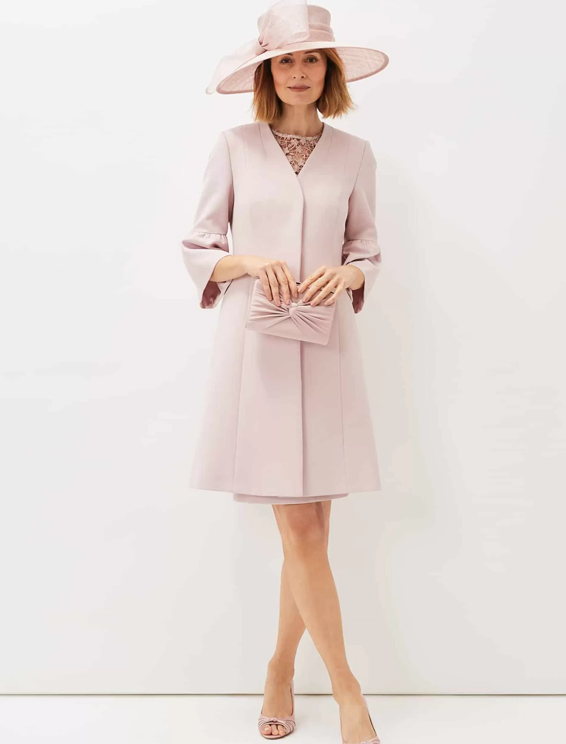 Phase Eight Cheryl Frill Cuff Occasion Coat Antique Rose Sale