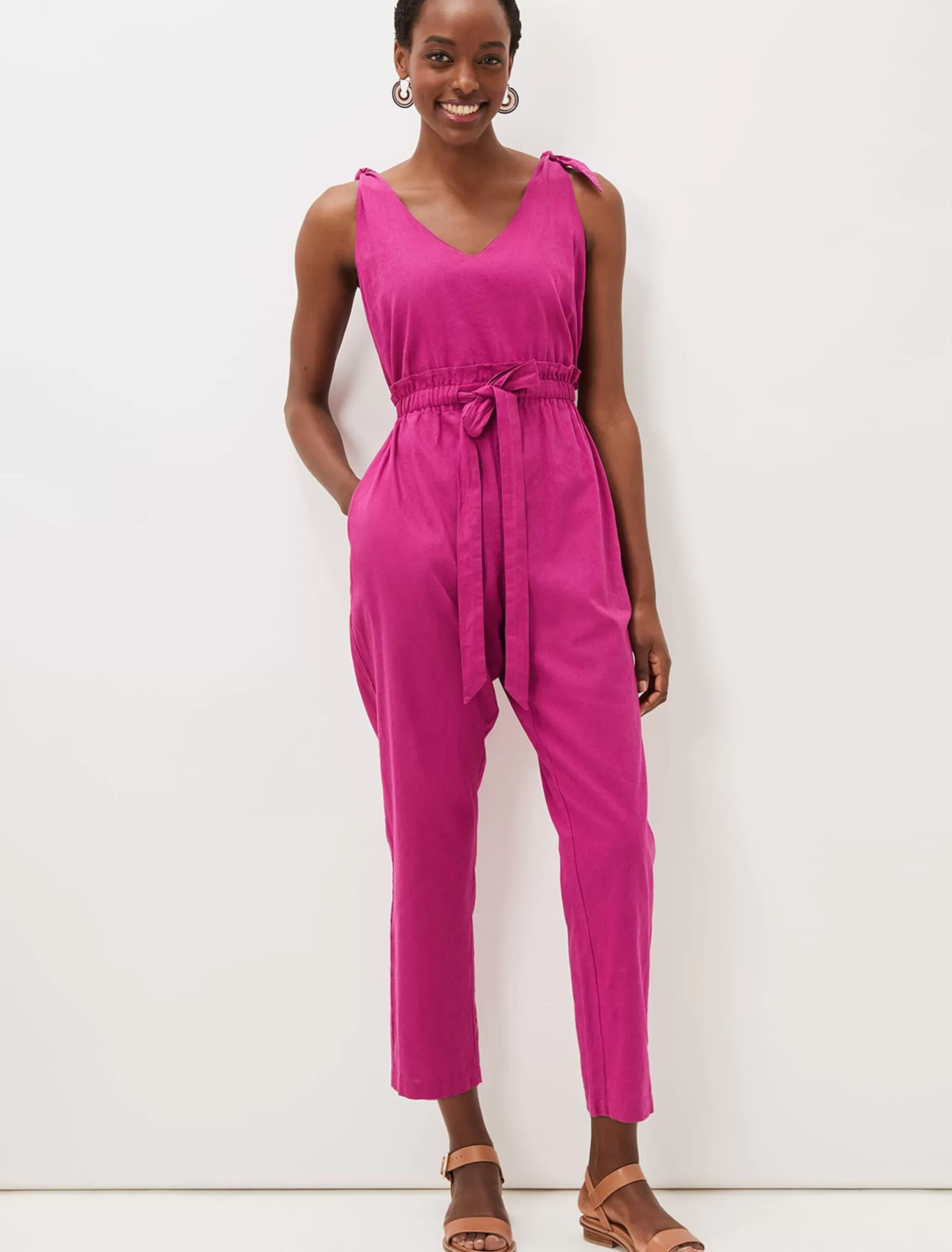 Phase Eight Chessie Linen Tie Jumpsuit Orchid Sale
