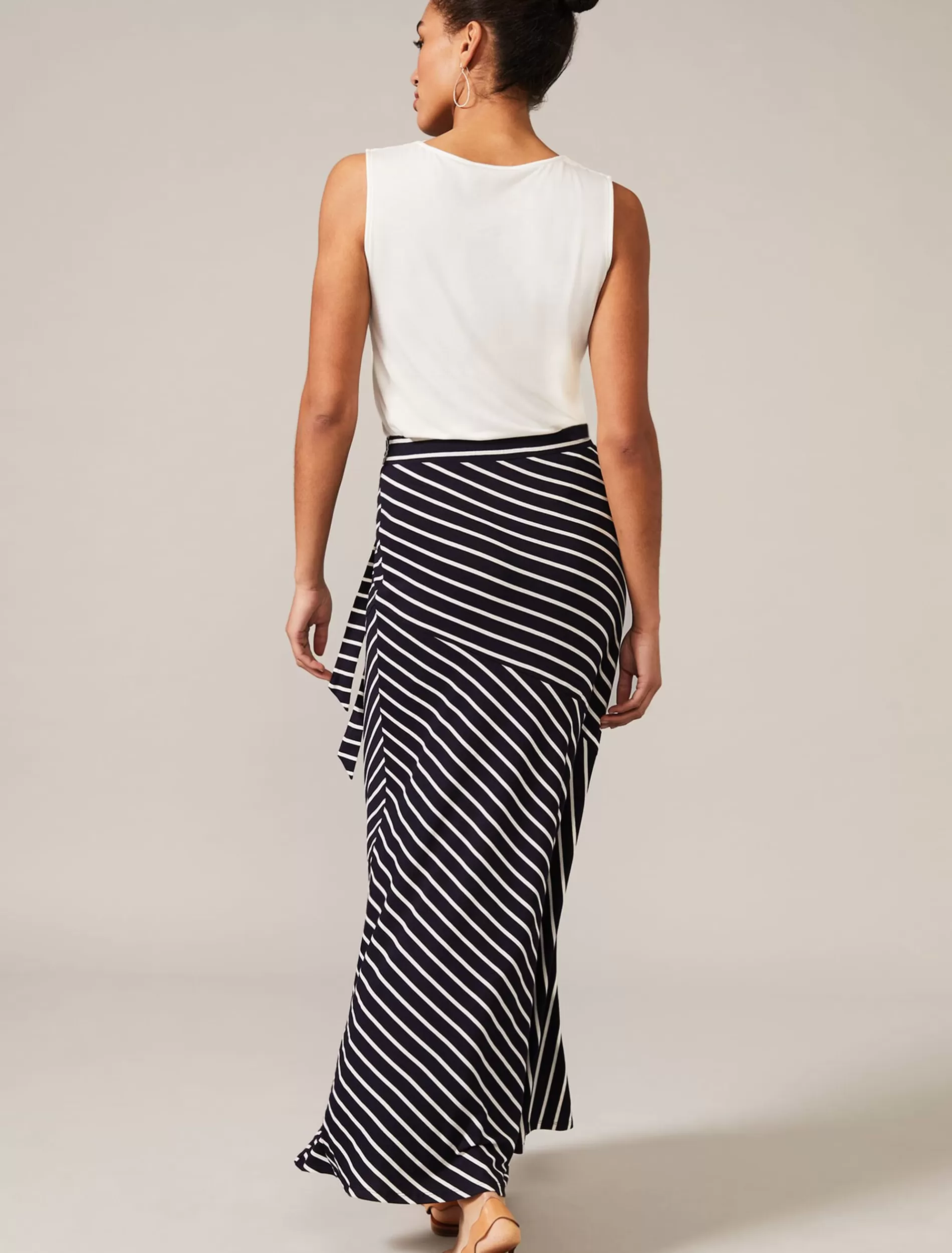 Phase Eight Cheyenne Stripe Maxi Skirt Navy/Ivory Discount
