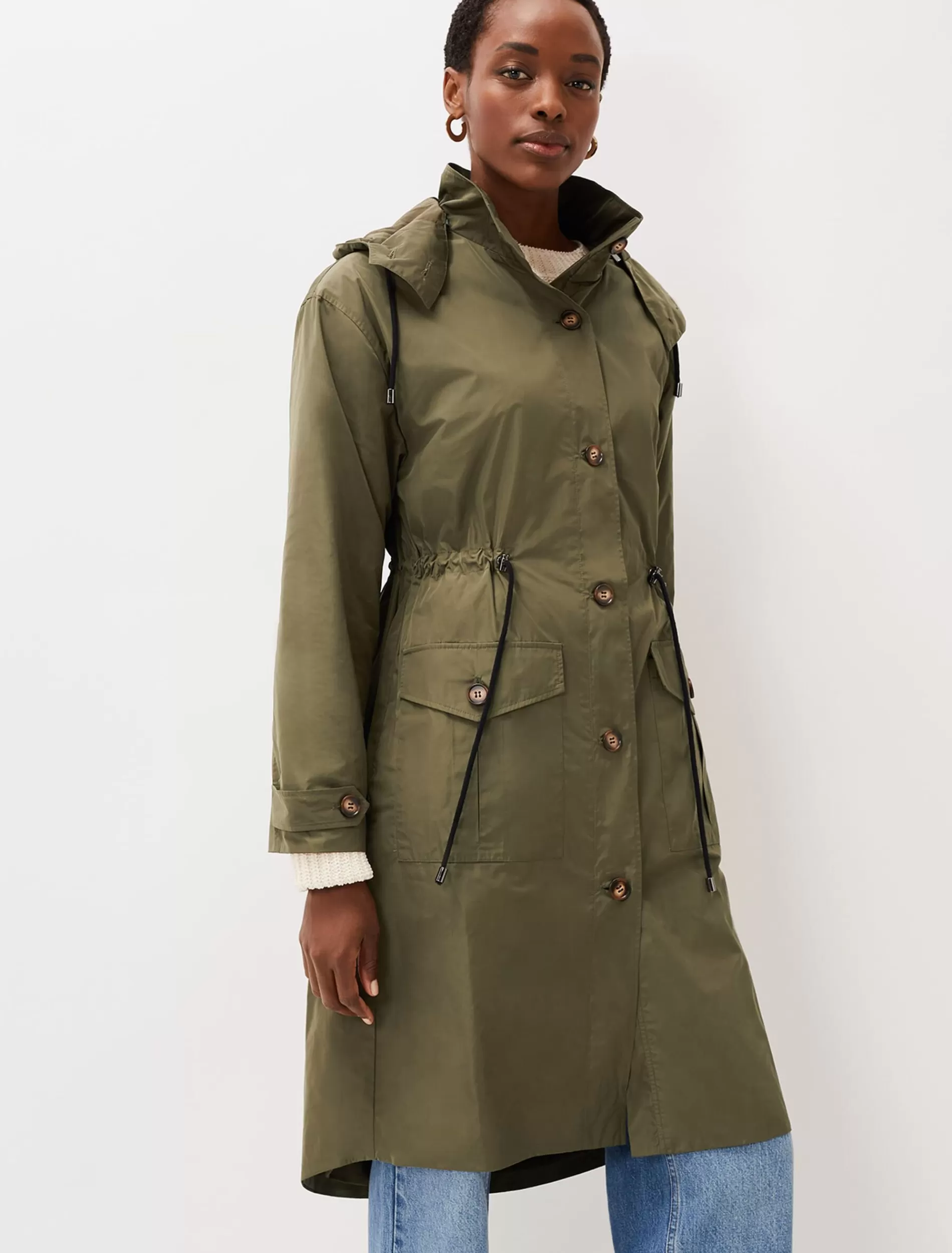 Phase Eight Chloe Longline Parka Coat Khaki Best