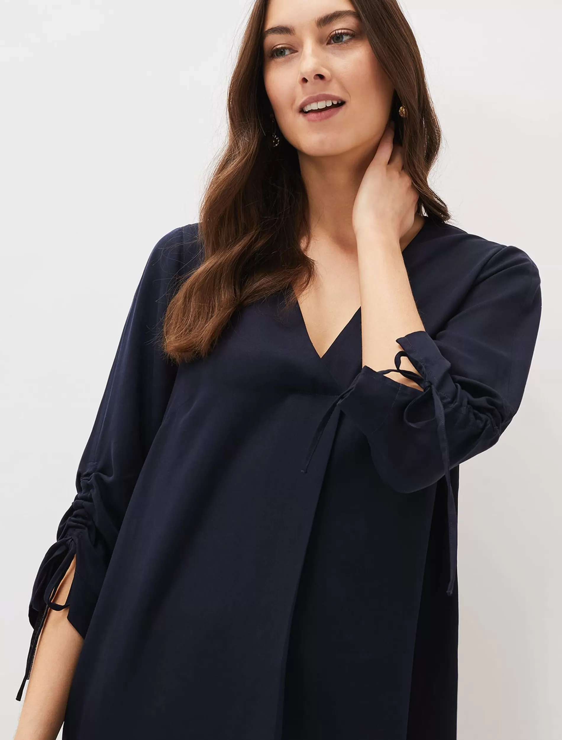 Phase Eight Cieara Tie Detail Sleeve Tunic Dress Navy Shop